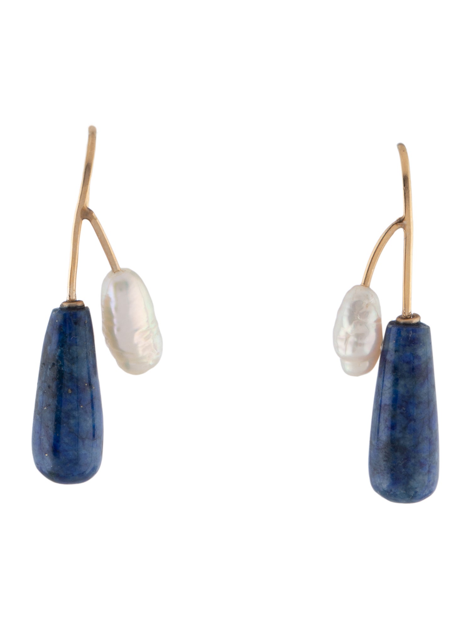 Earrings 14K Pearl & Lapis Lazuli Drop