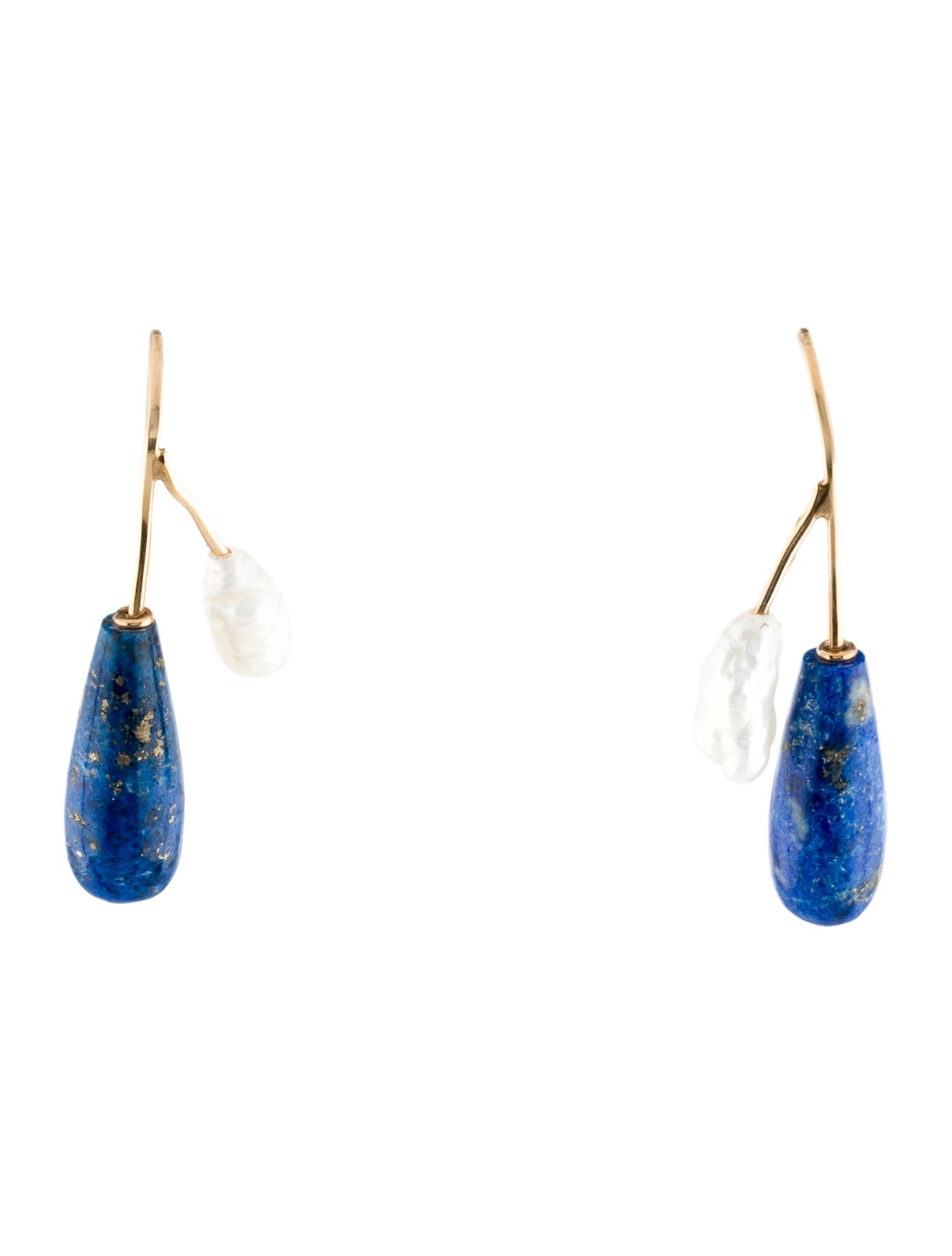 Earrings 14K Pearl & Lapis Lazuli Drop