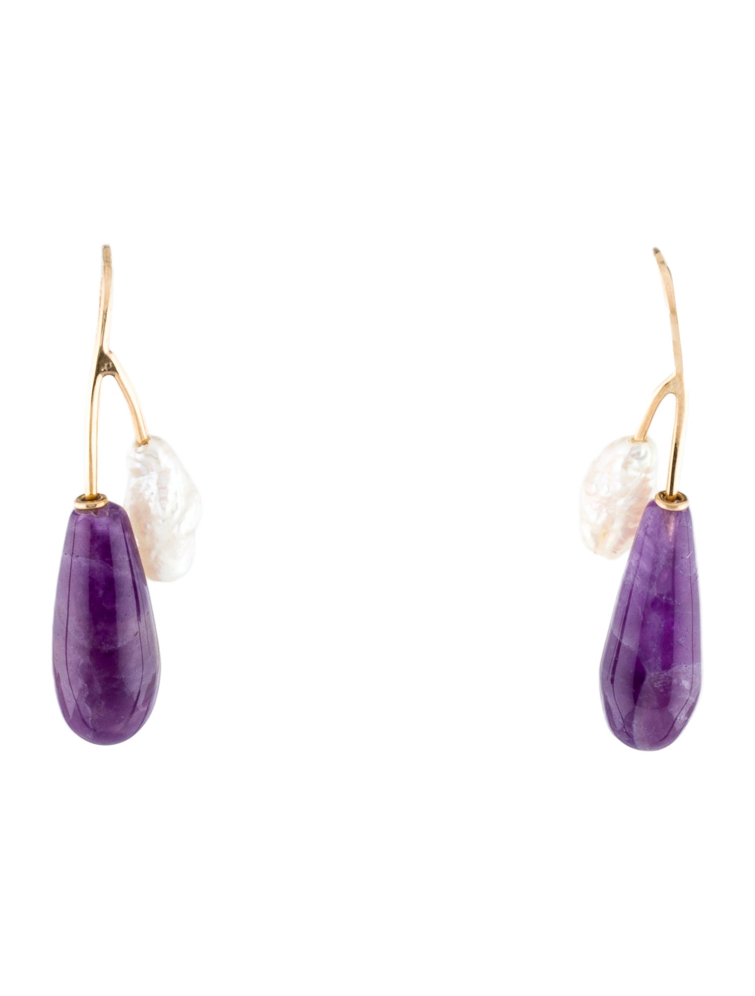 Earrings 14K Pearl & Amethyst Drop