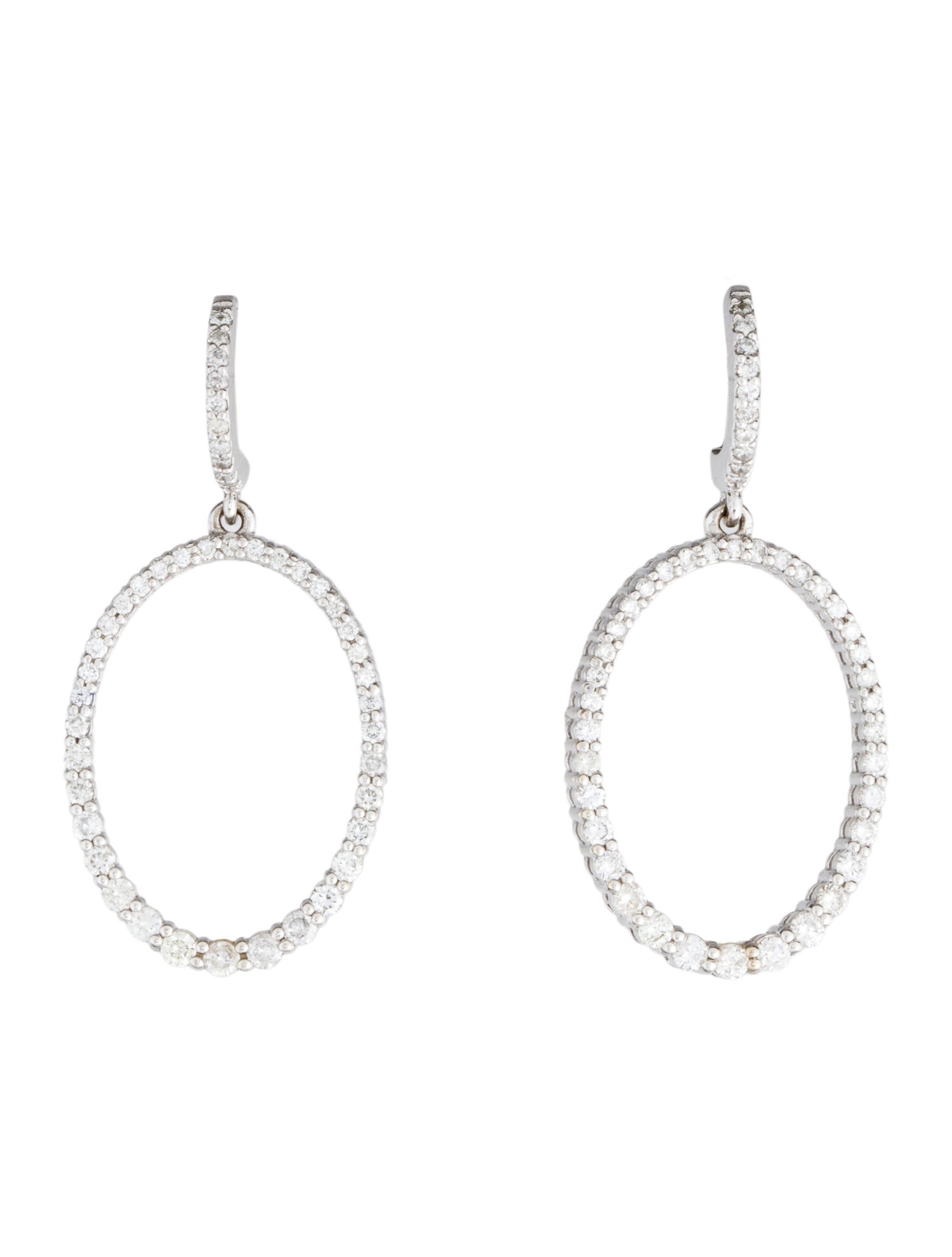 Earrings 14K Diamond Oval Drop