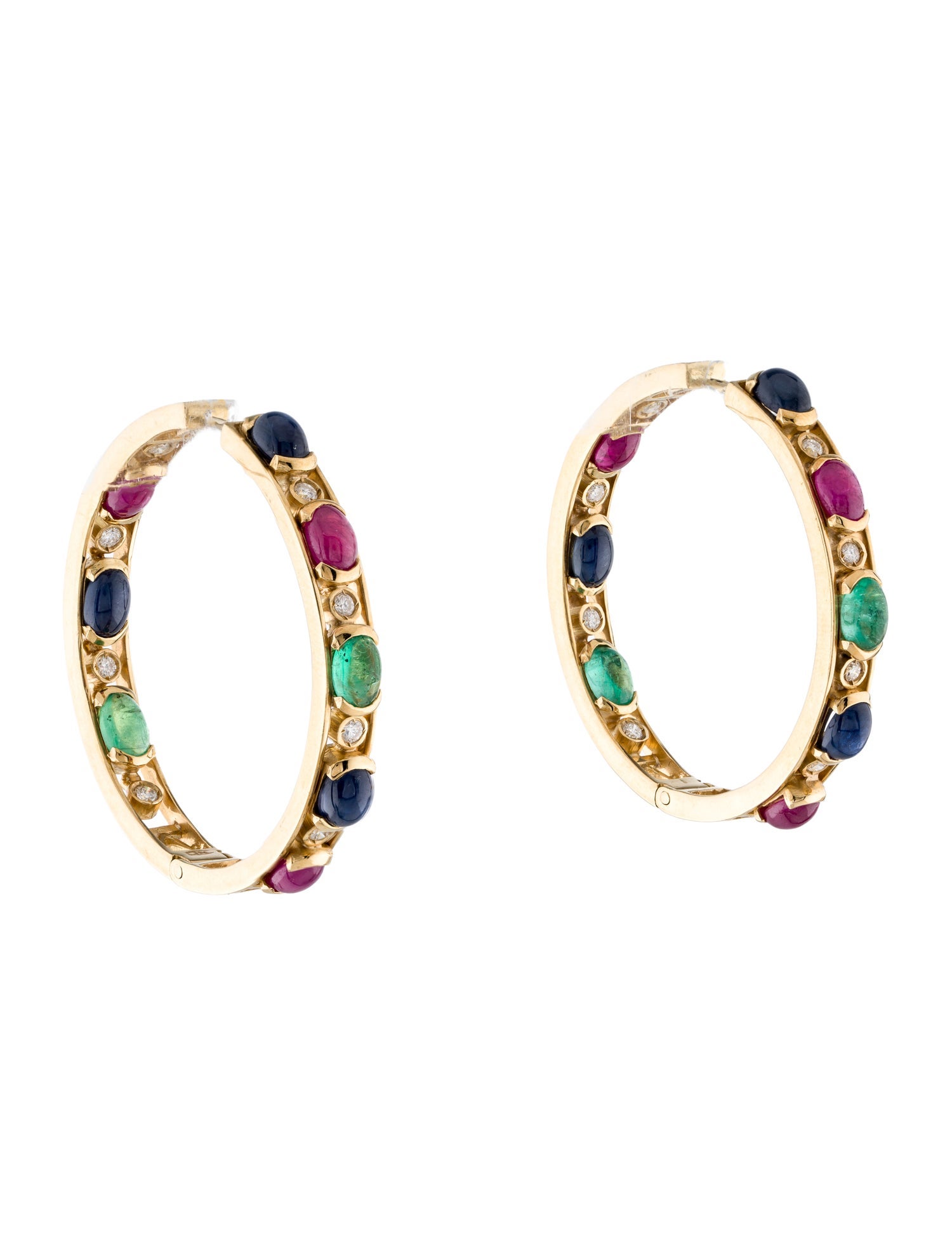 Earrings 18K Multistone Inside-Out Hoop