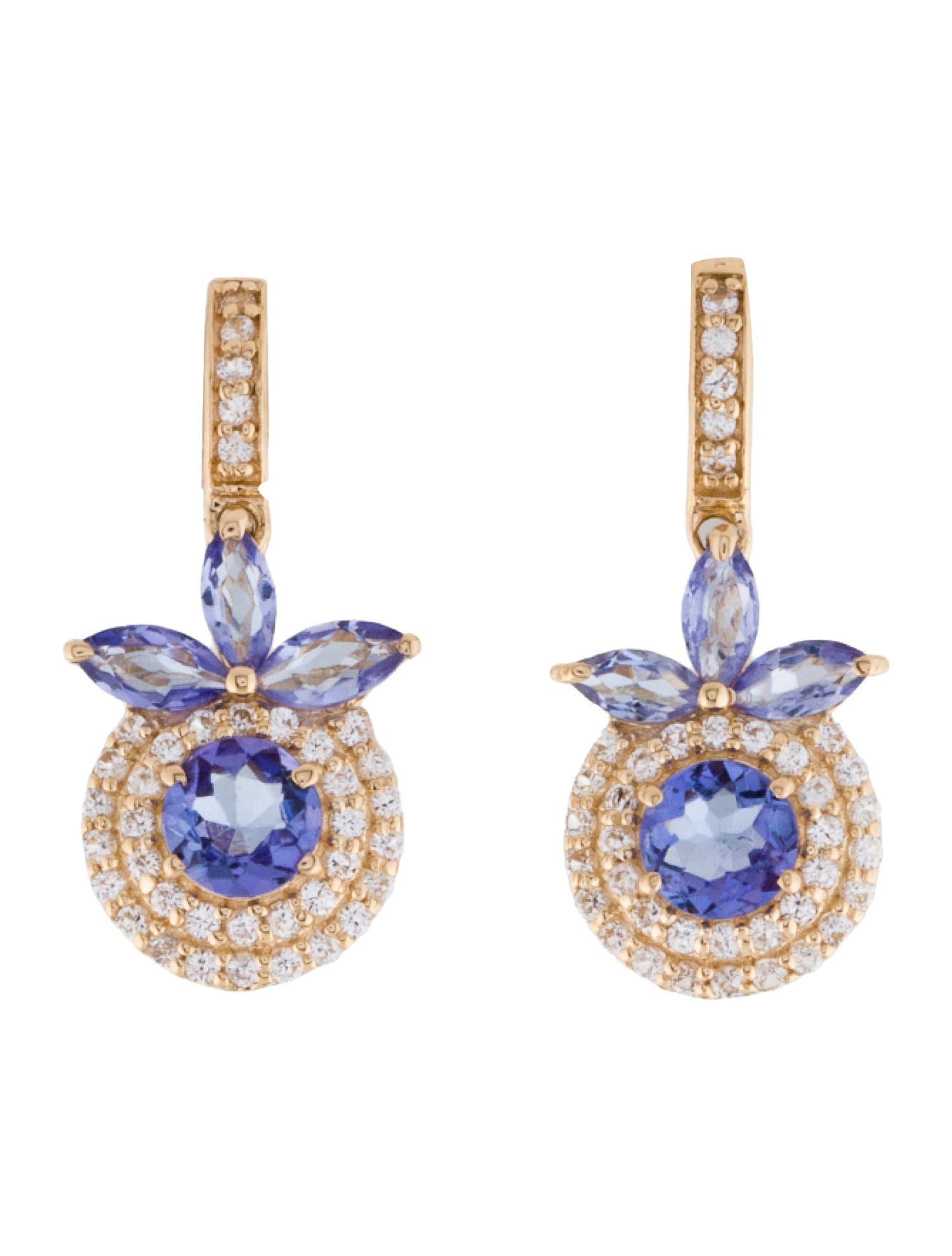 Earrings 14K Tanzanite & Sapphire Drop