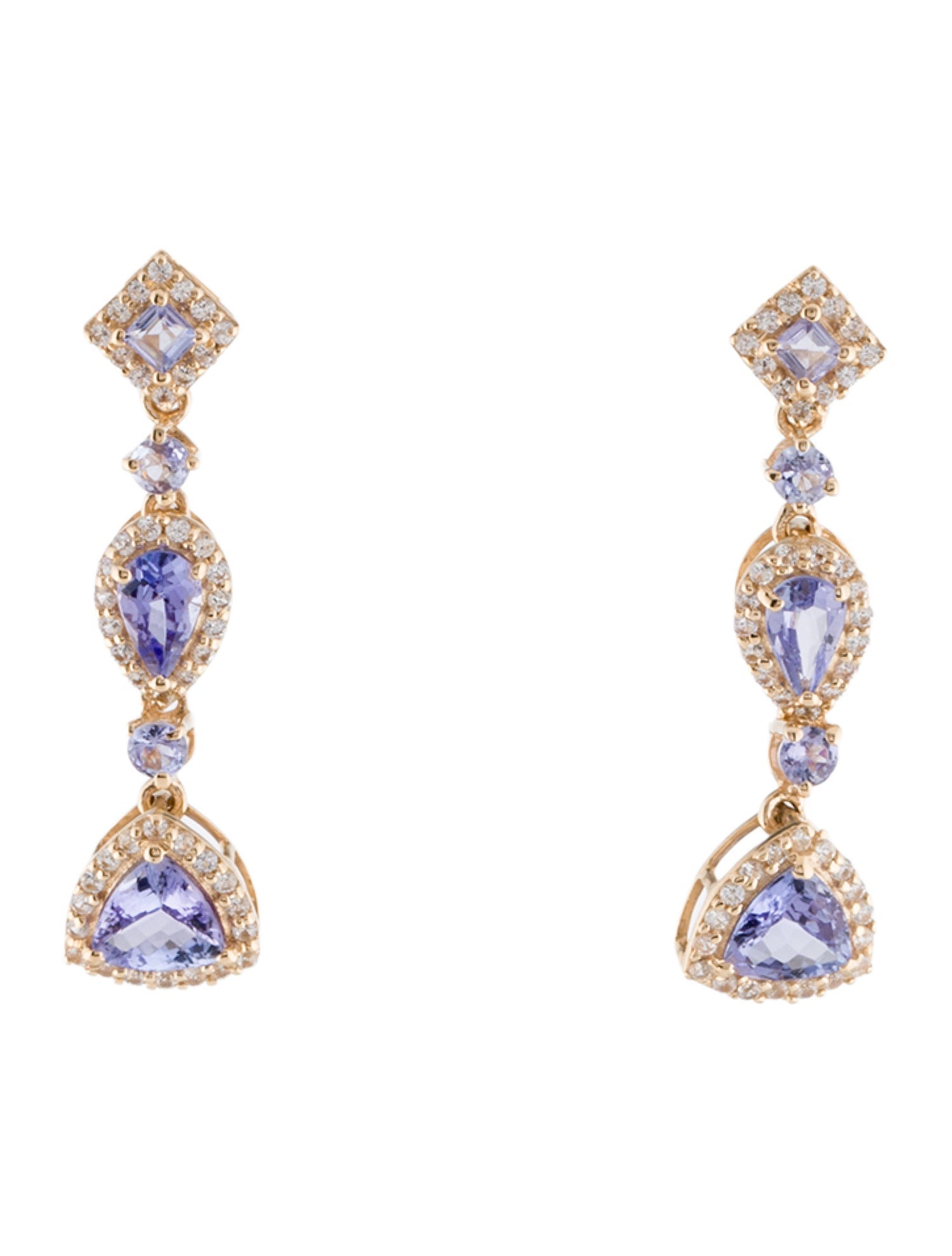 Earrings 14K Tanzanite & Sapphire Drop