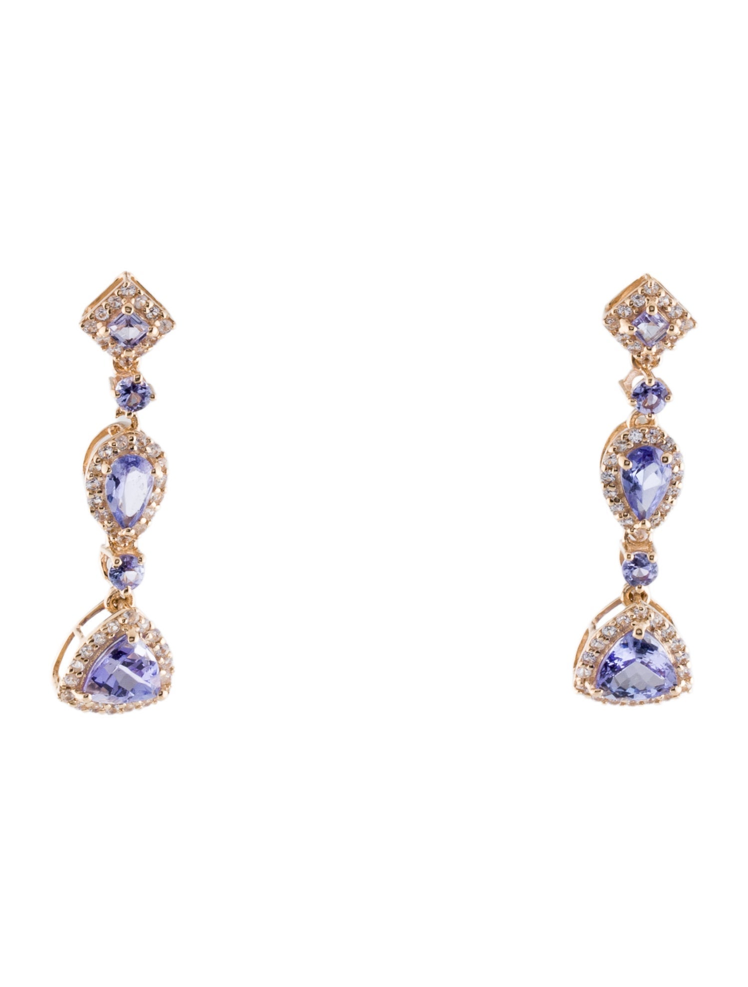 Earrings 14K Tanzanite & Sapphire Drop