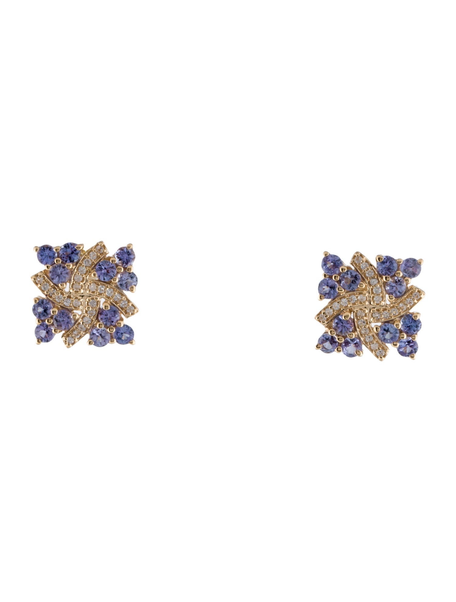 Earrings 14K Tanzanite & Sapphire Stud Earrings