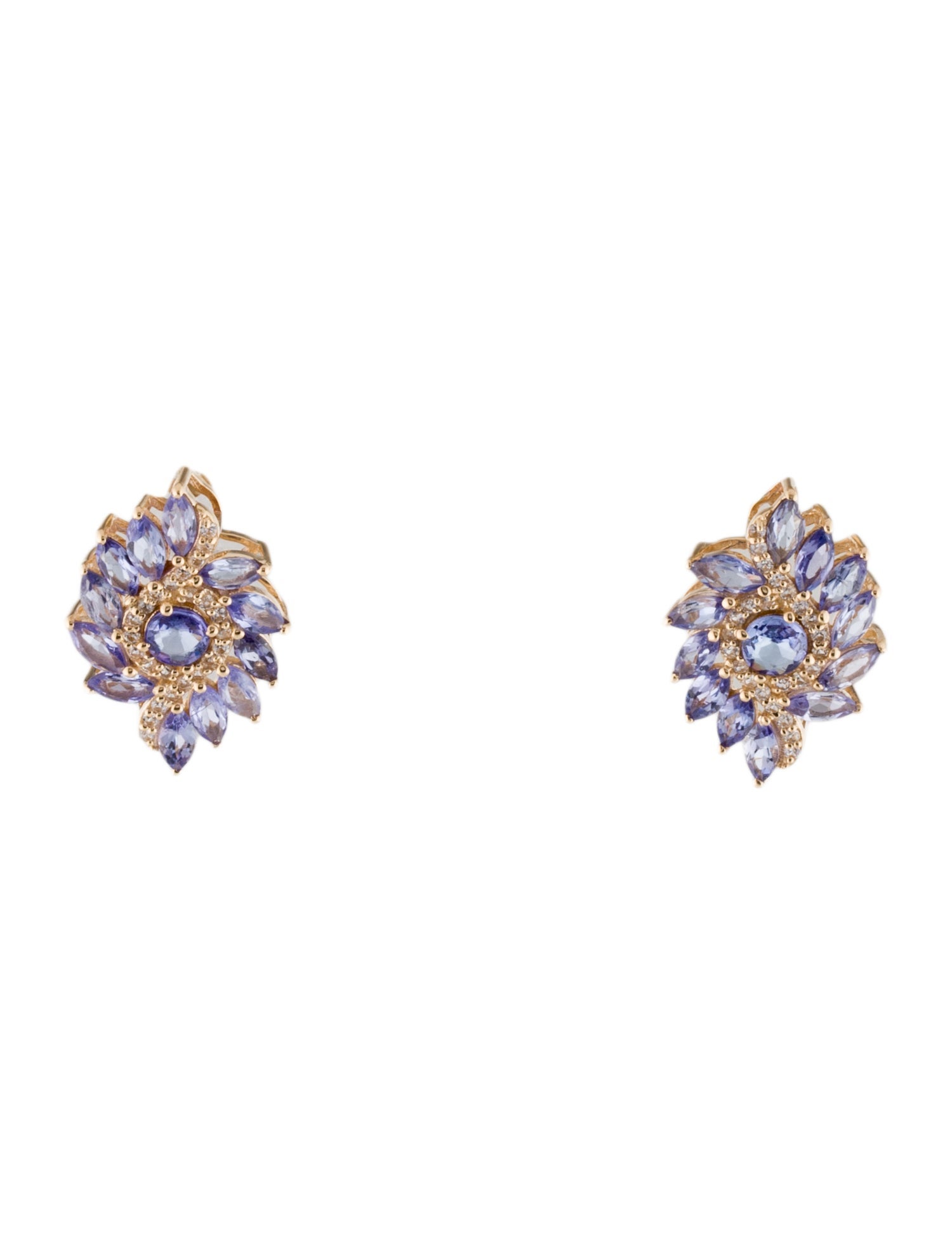 Earrings 14K 1.88ct Tanzanite & Sapphire Stud