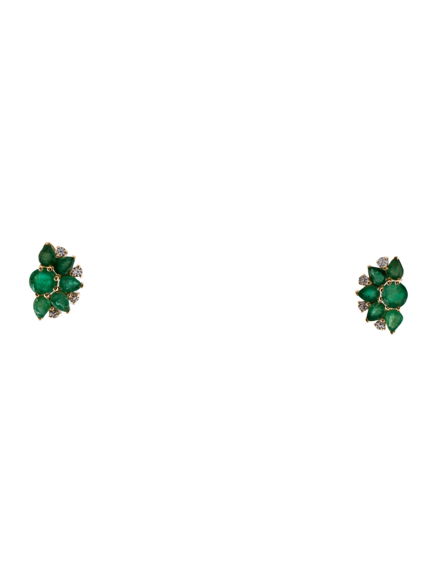 Earrings 14K 1.64ct Emerald & Sapphire Half Flower Stud