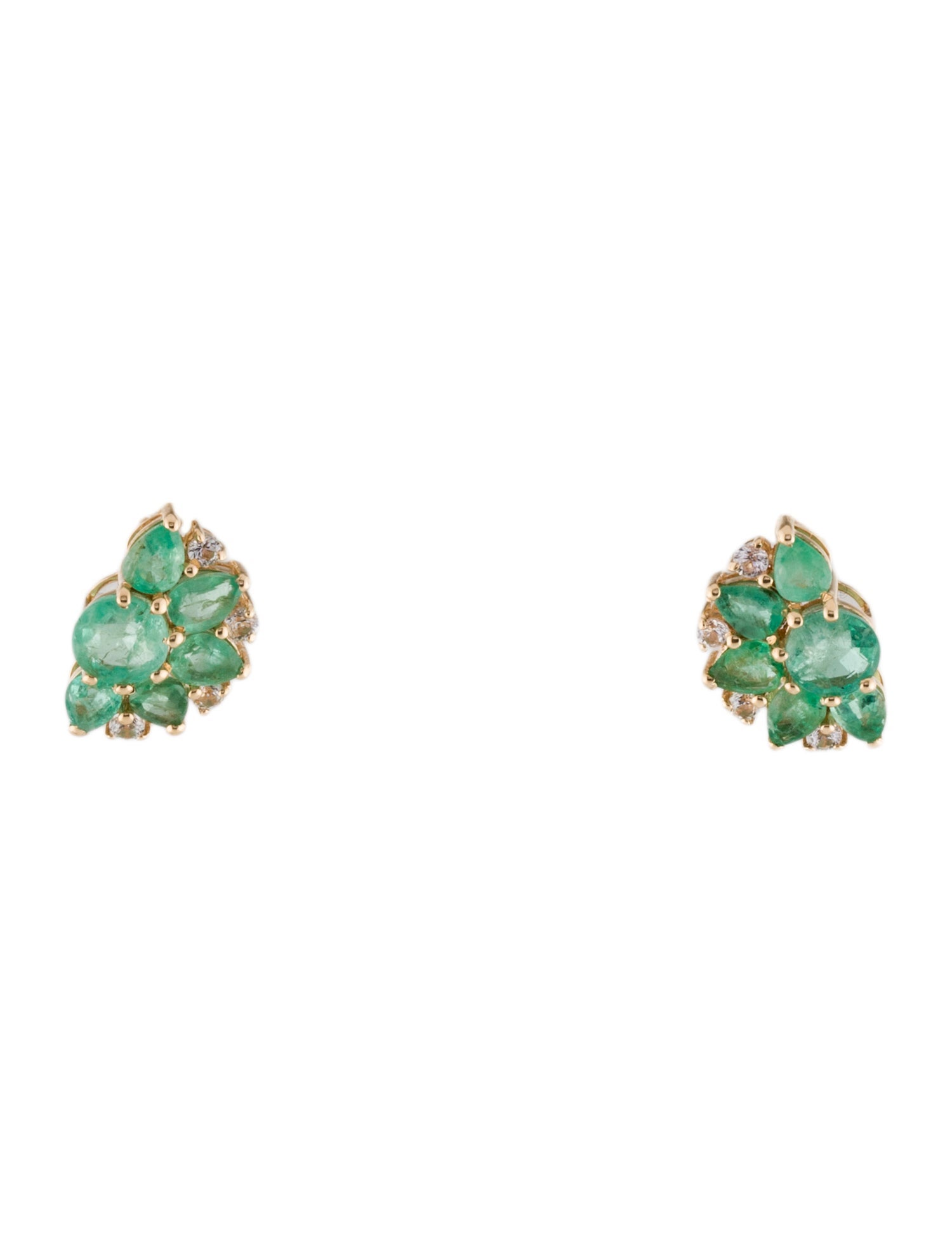 Earrings 14K 2.65ct Emerald & Sapphire Stud
