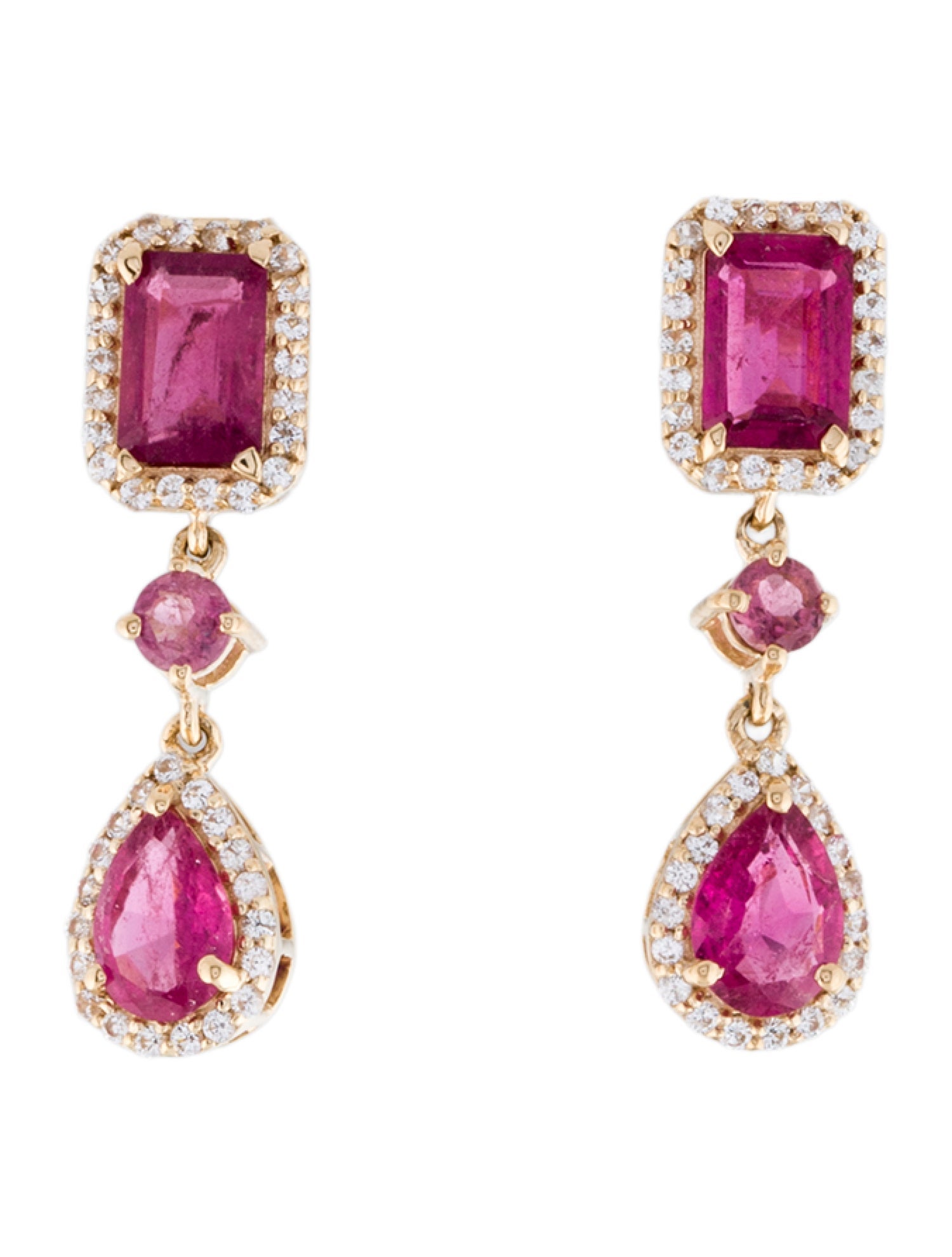 Earrings 14K 1.66ctw Tourmaline & Sapphire Drop