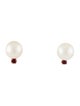 Earrings 14K Pearl & Ruby Stud Earrings