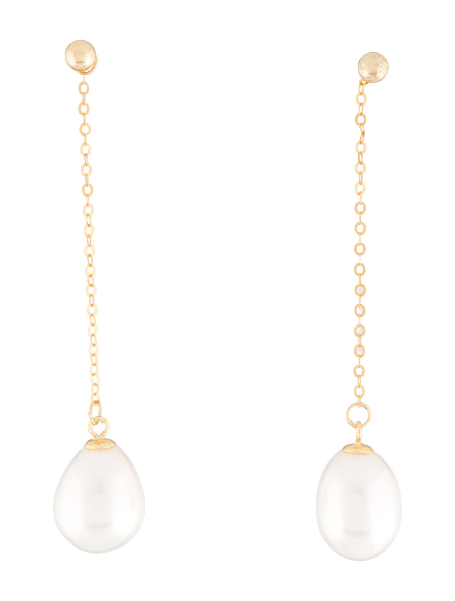 Earrings 18K Pearl Chain Drop