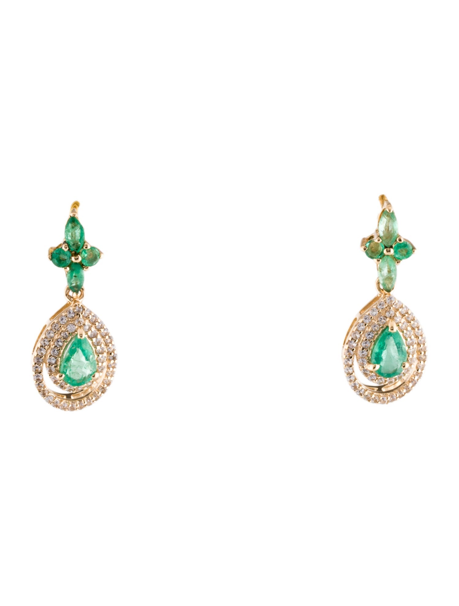 Earrings 14K Emerald & Sapphire Drop