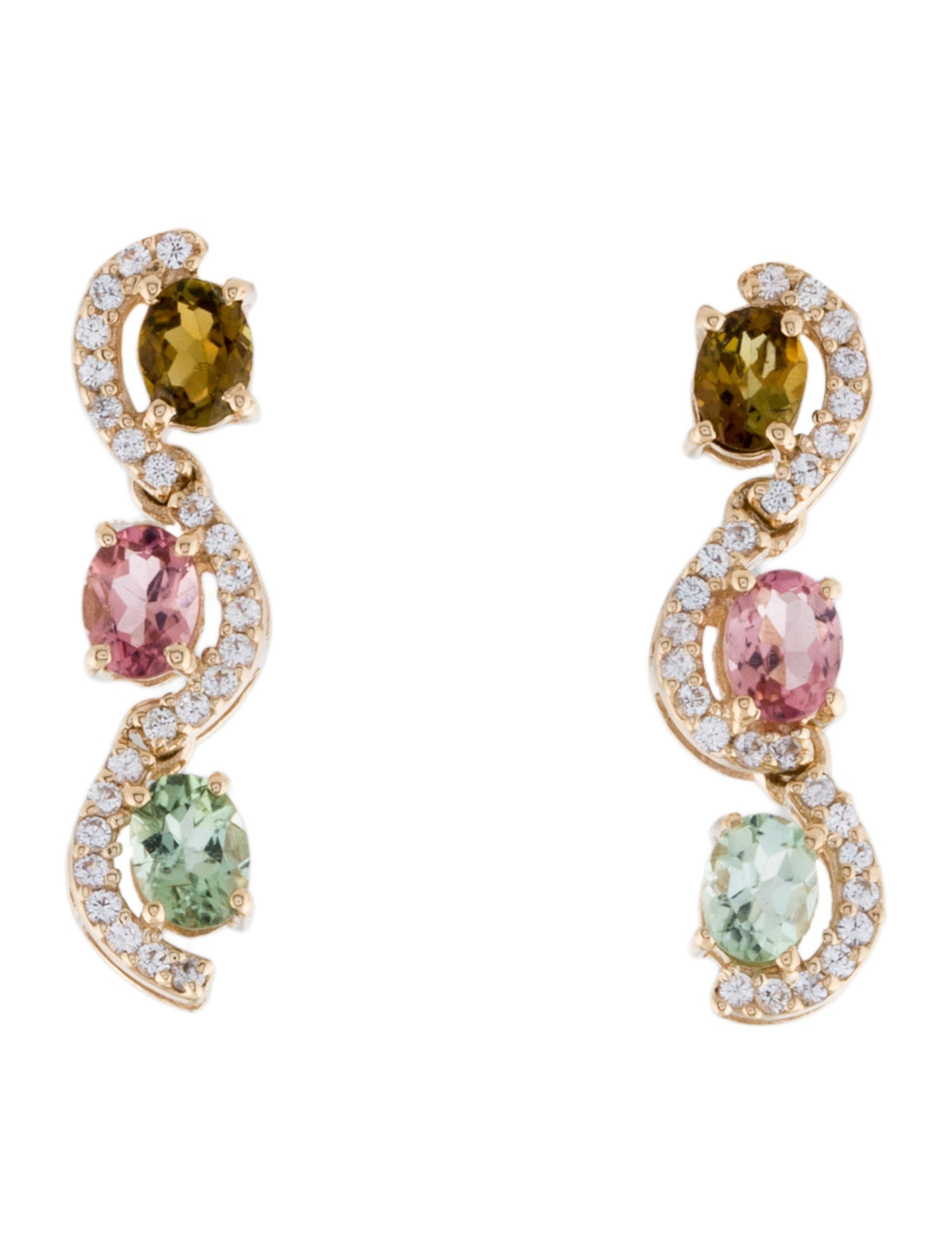 Earrings 14K Tourmaline & Sapphire Drop