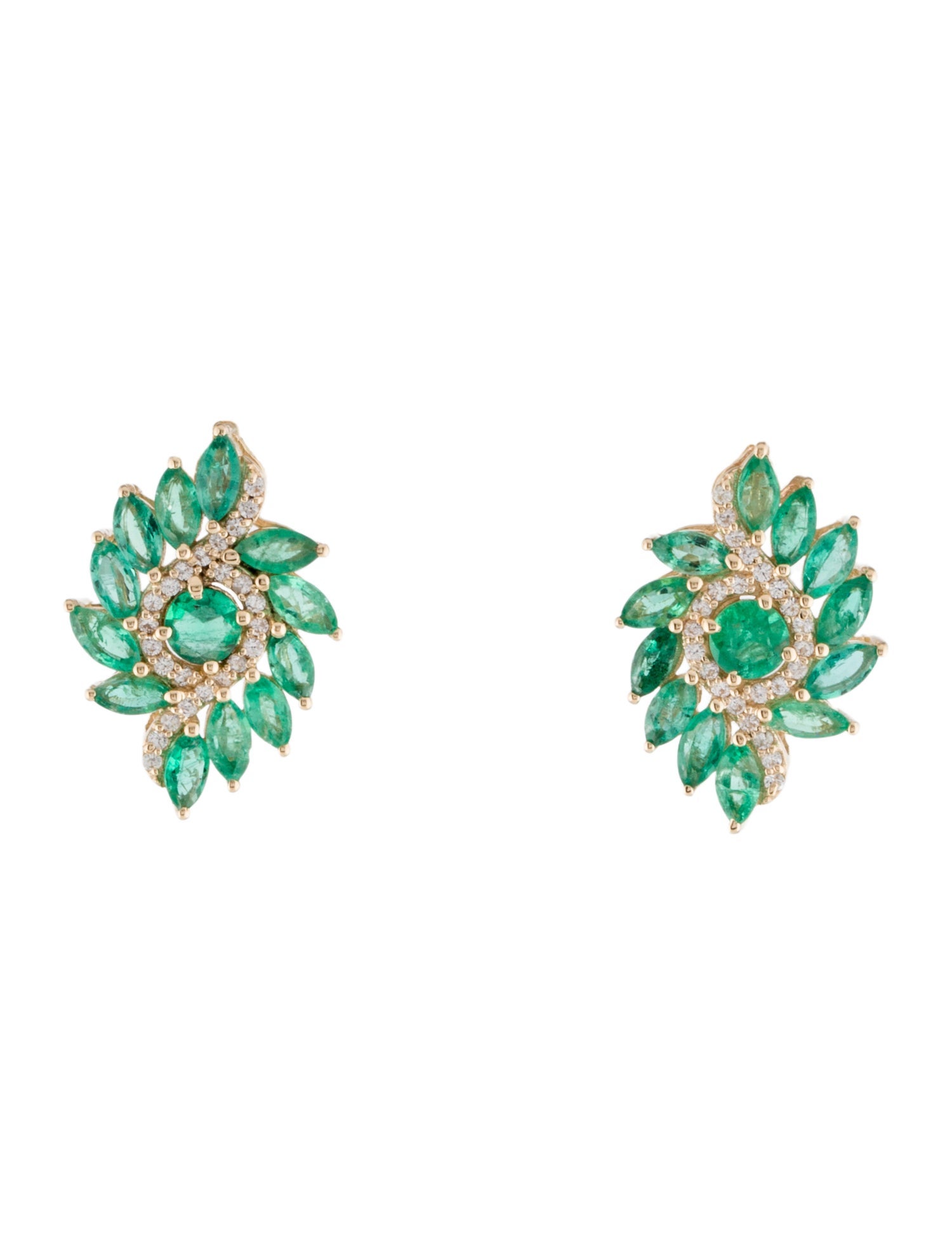 Earrings 14K 1.30ctw Emerald & Sapphire Drop Earrings