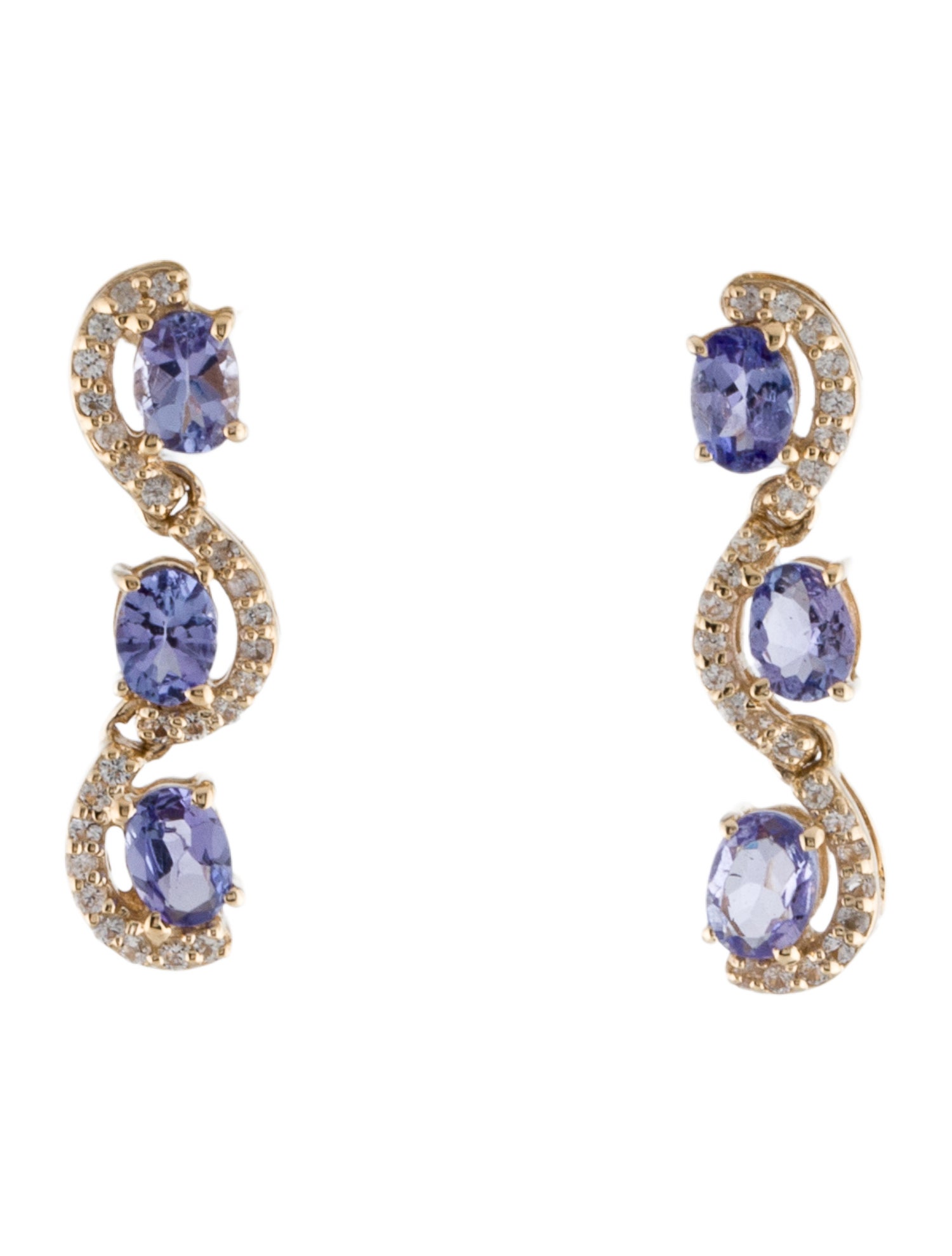 Earrings 14K Tanzanite & Sapphire Drop Earrings