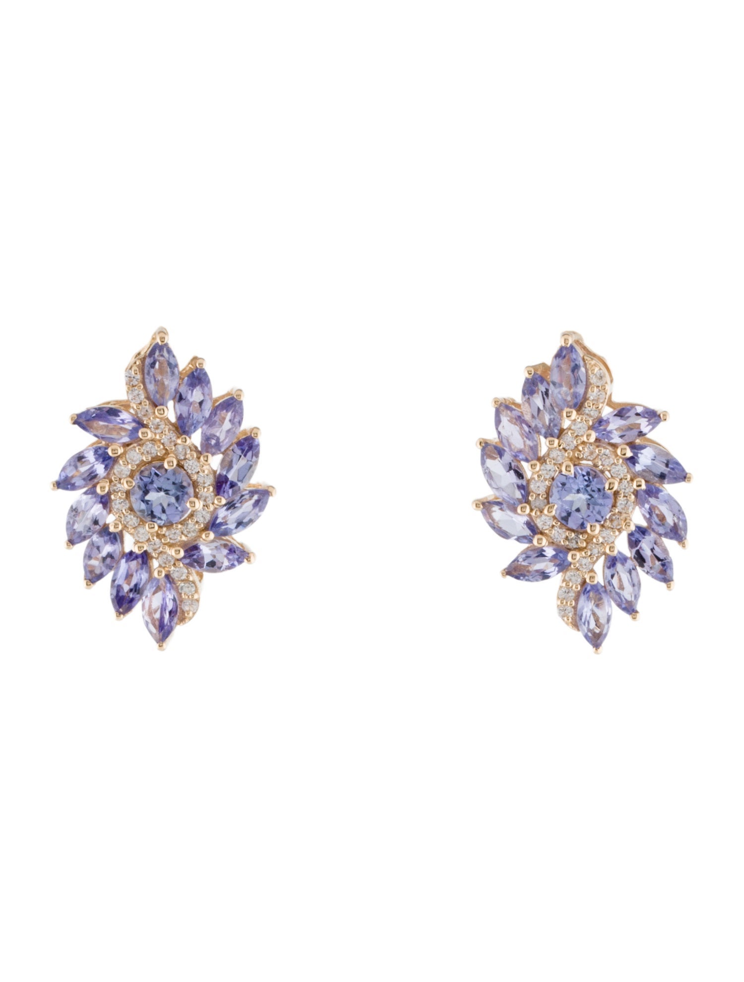 Earrings 14K 1.98ctw Tanzanite & Sapphire Drop Earrings