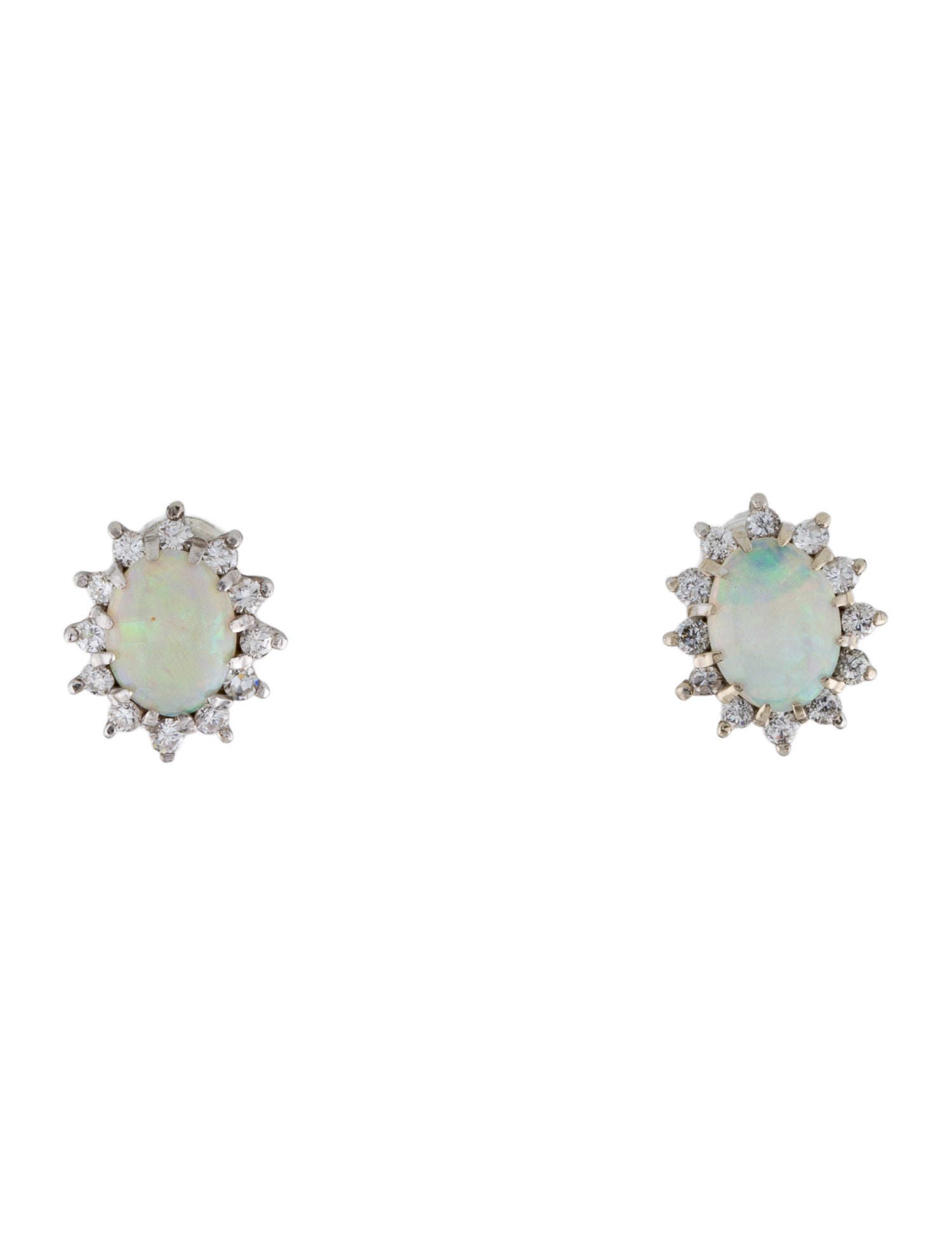 Earrings 14K Opal & Diamond Stud