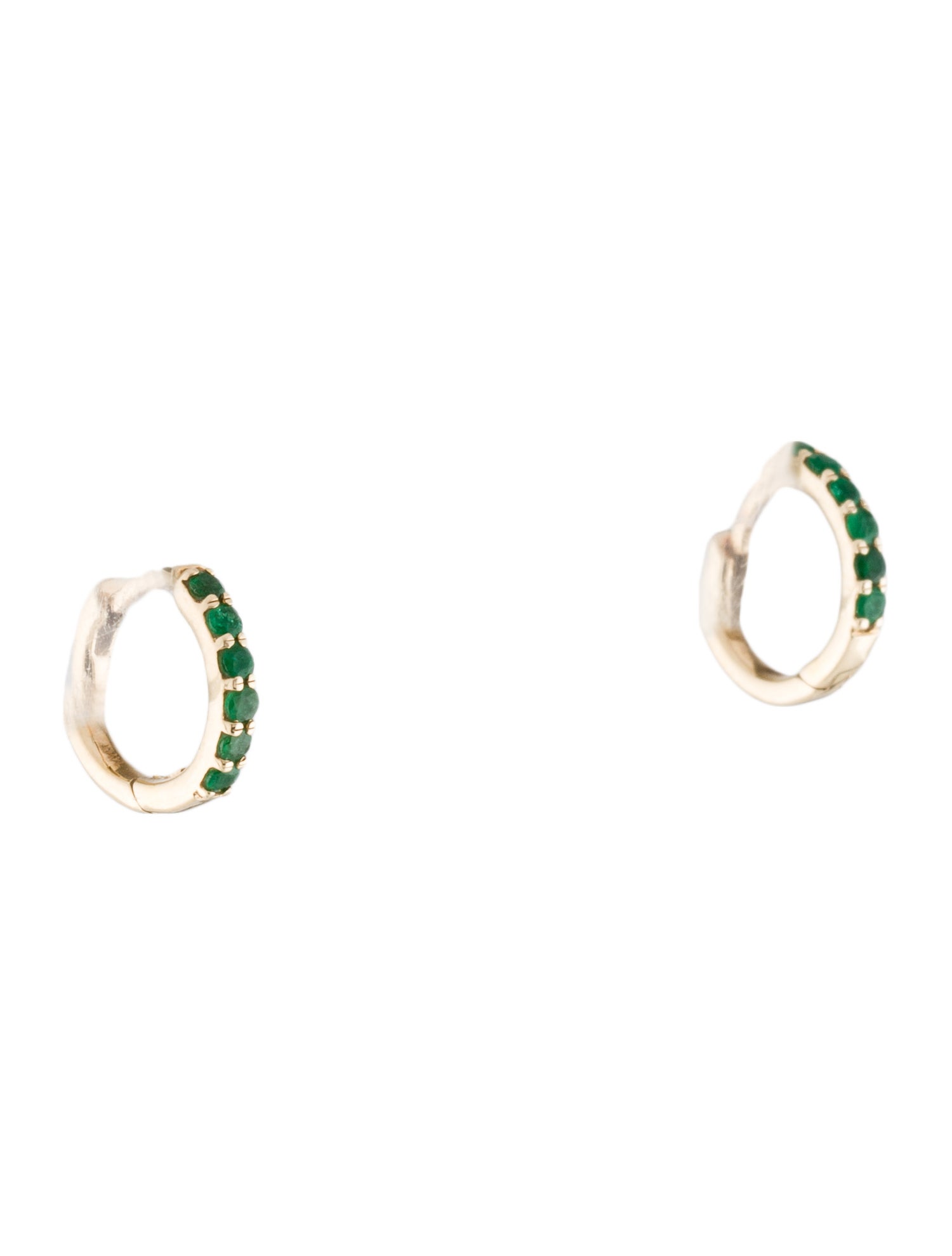 Earrings 14K Emerald Huggie