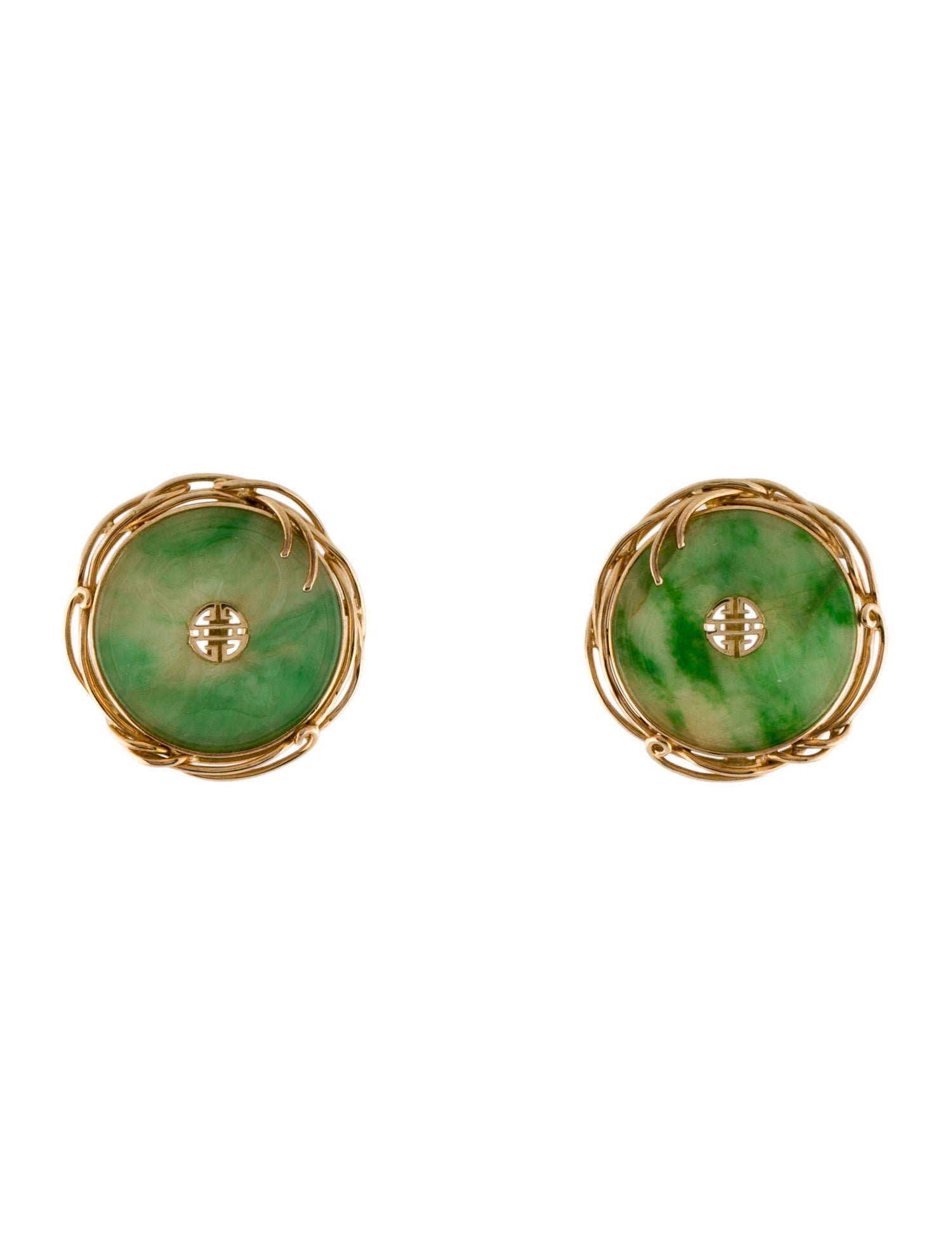 Earrings 14K Jadeite Earclip
