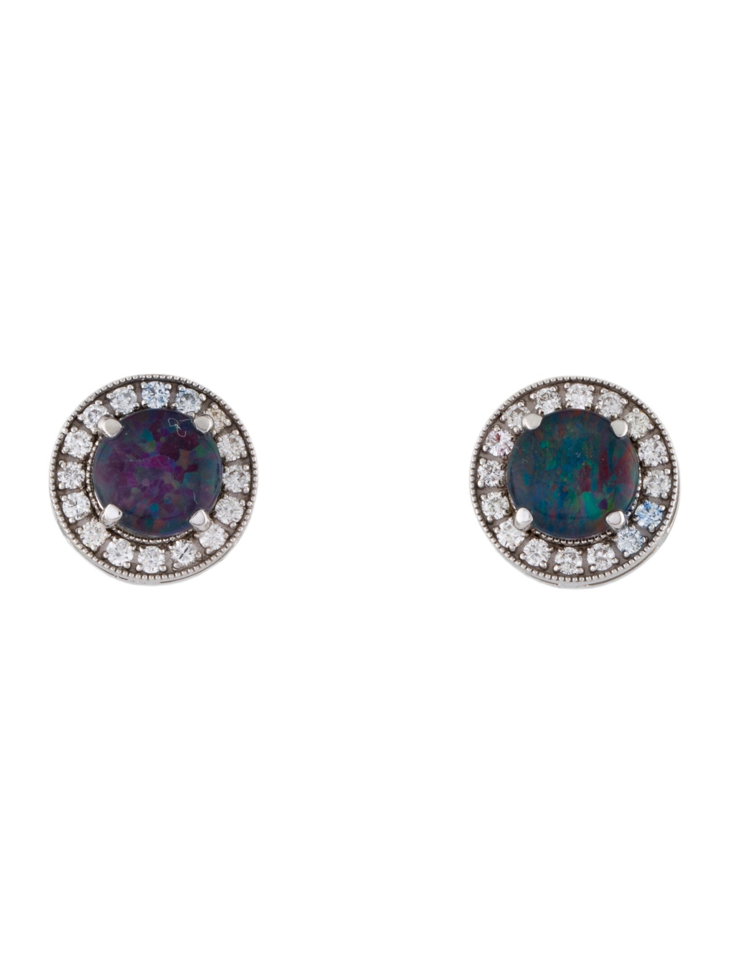 Earrings 18K Opal Triplet & Diamond Stud