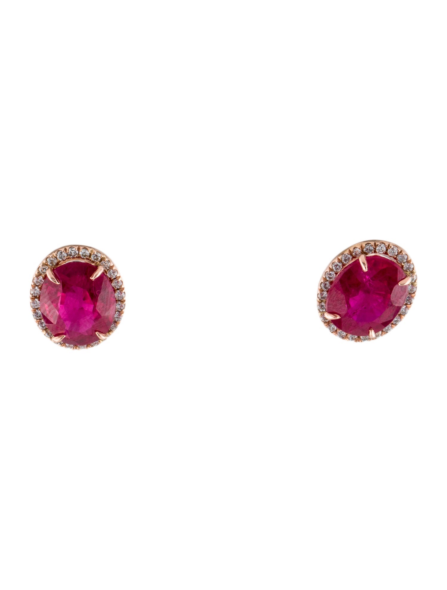 Earrings 14K 6.96ct Synthetic Ruby & Diamond Stud