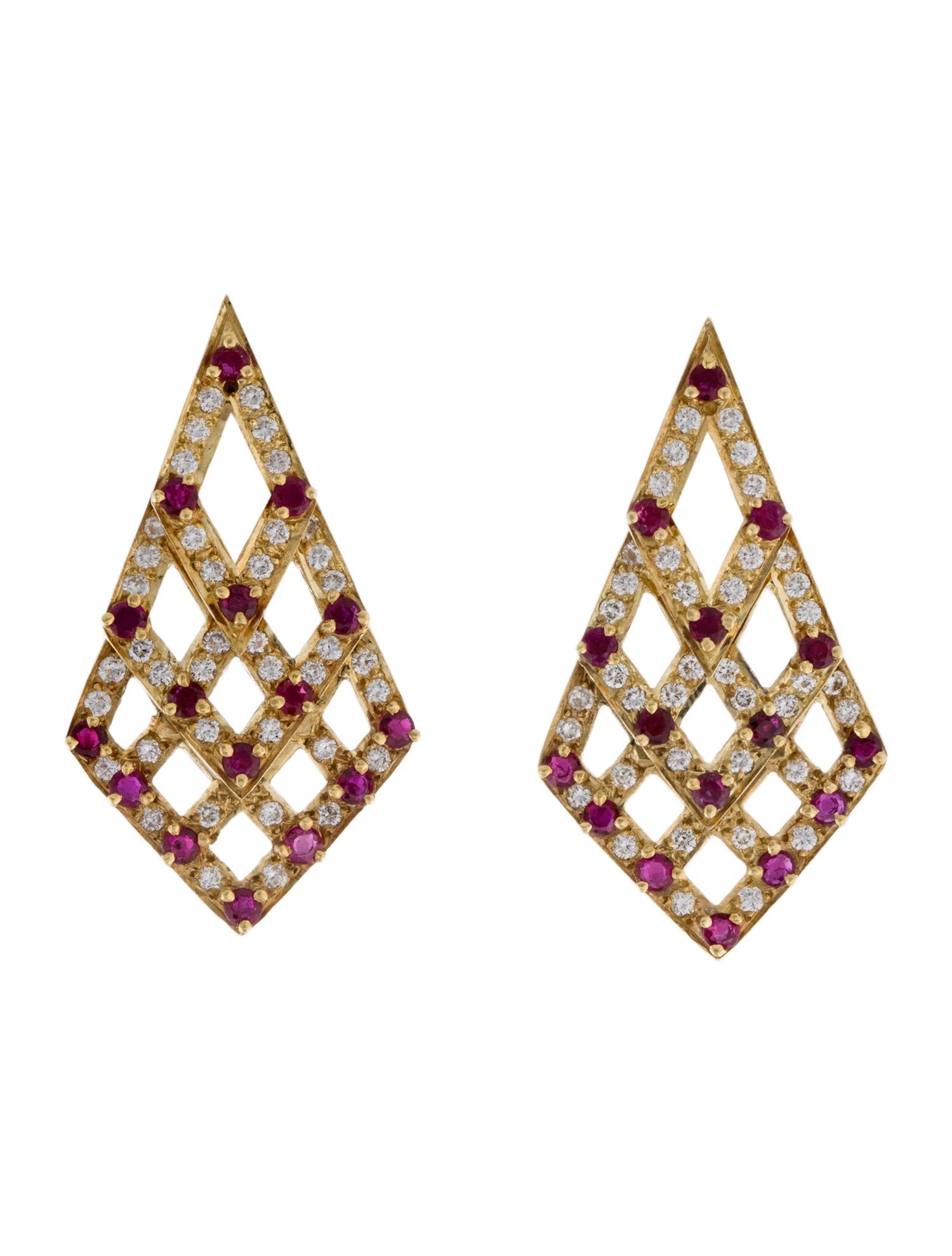 Earrings 14K Ruby & Diamond Drop
