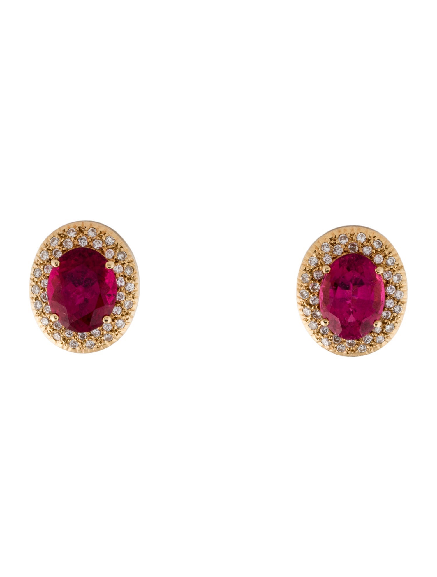 Earrings 14K 12.38ct Tourmaline & 1.26ctw Diamond Earclips