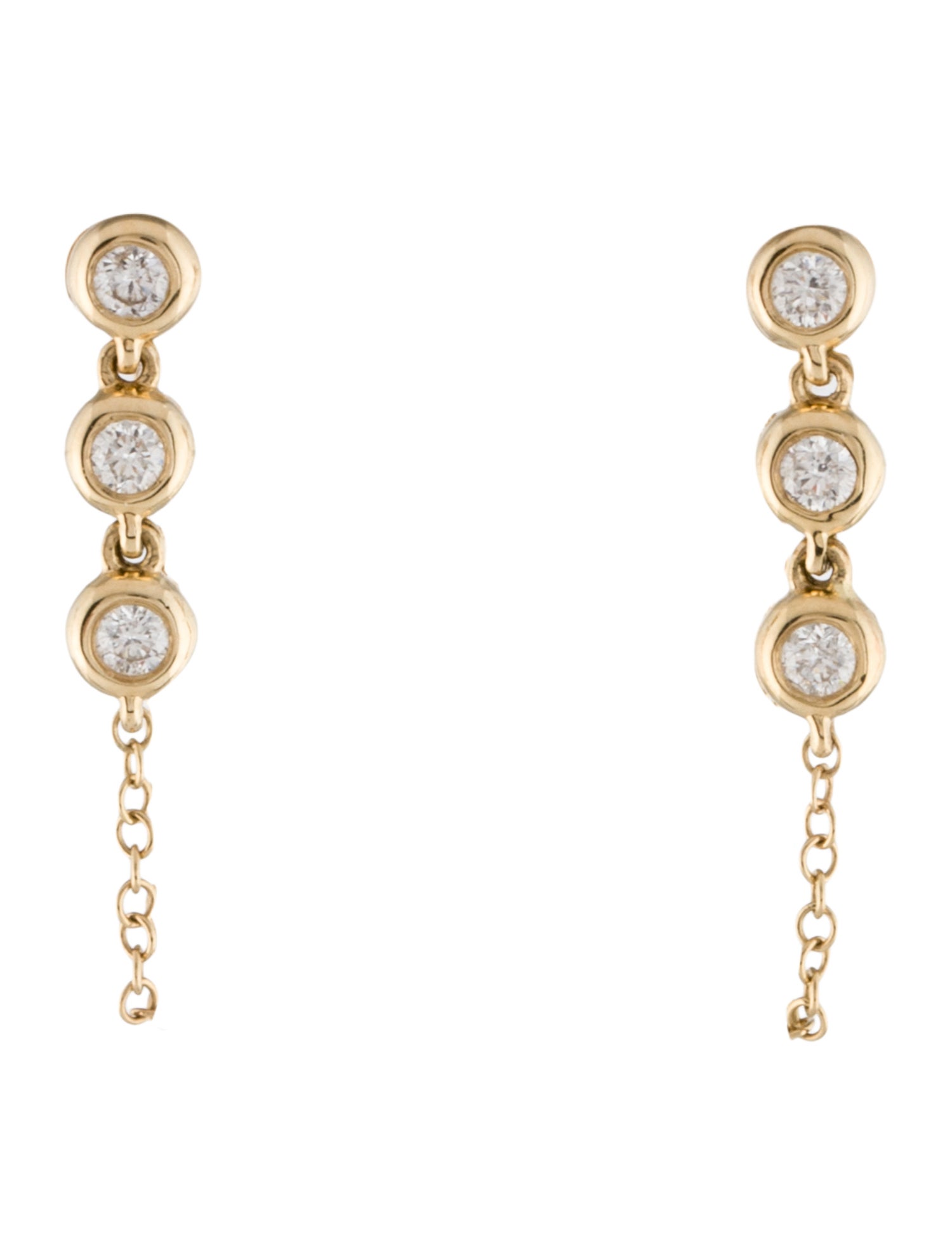 Earrings 14K Diamond Chain Draped