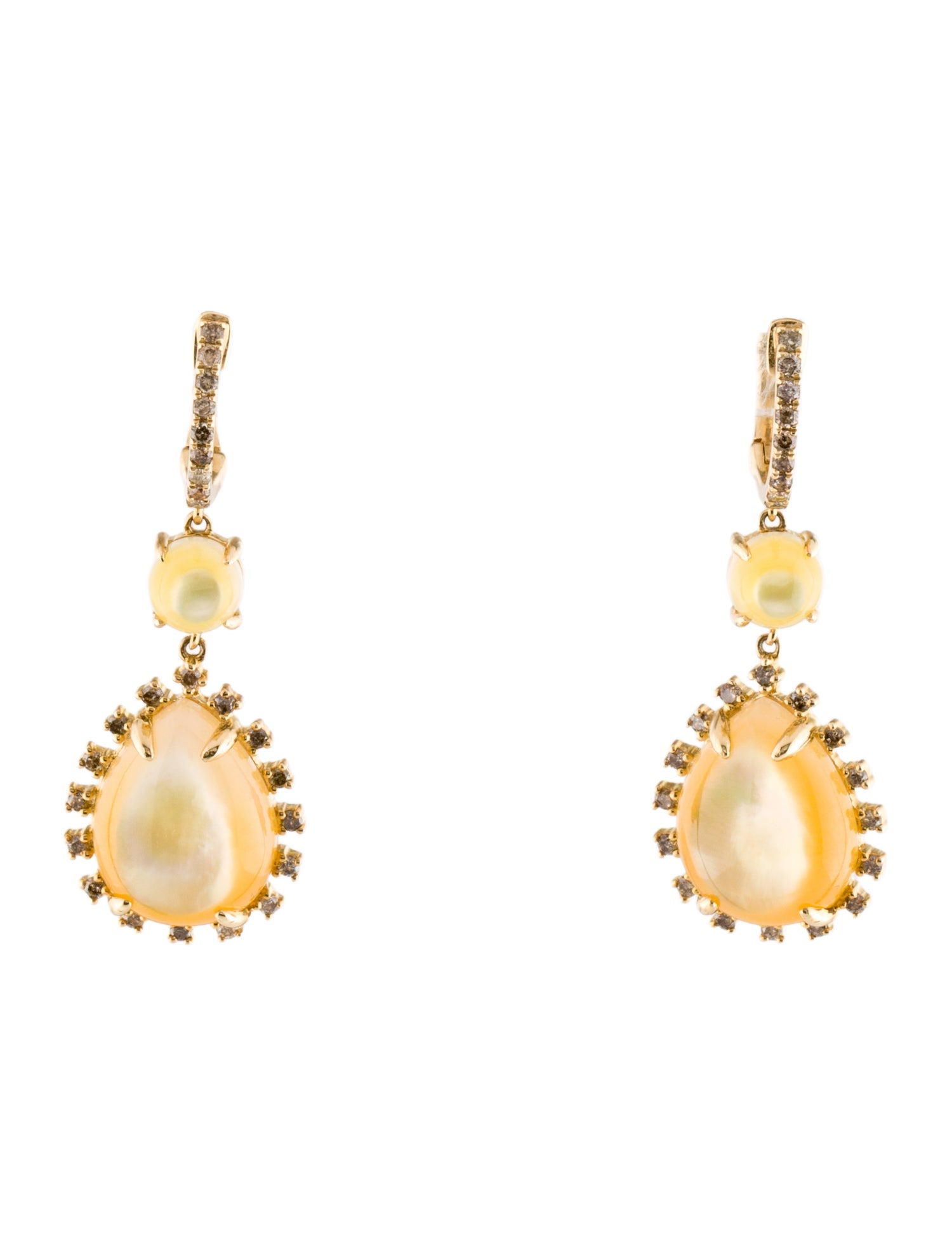 Earrings 14K Dyed Mother of Pearl & Diamond Drop Earrings