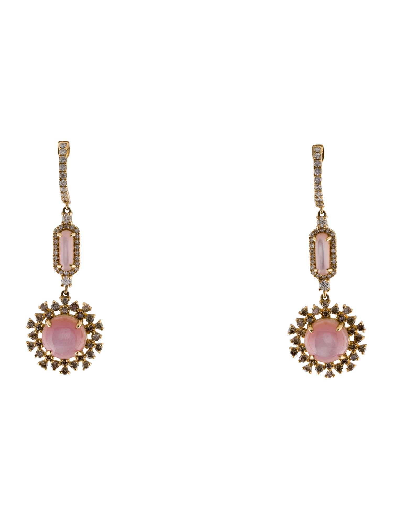 Earrings 14K Mother of Pearl & Diamond Drop Earrings