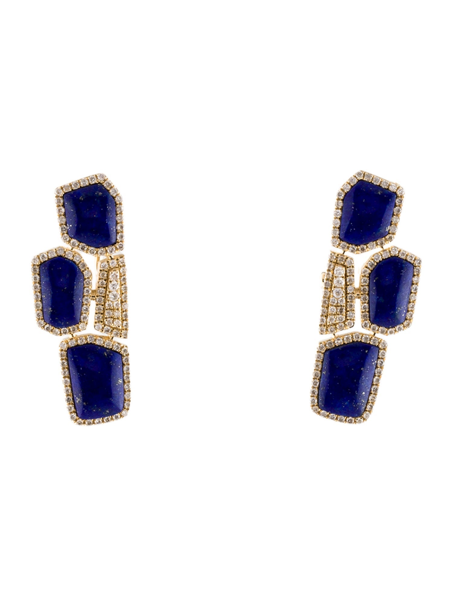 Earrings 14K Lapis Lazuli & Diamond Drop Earclips