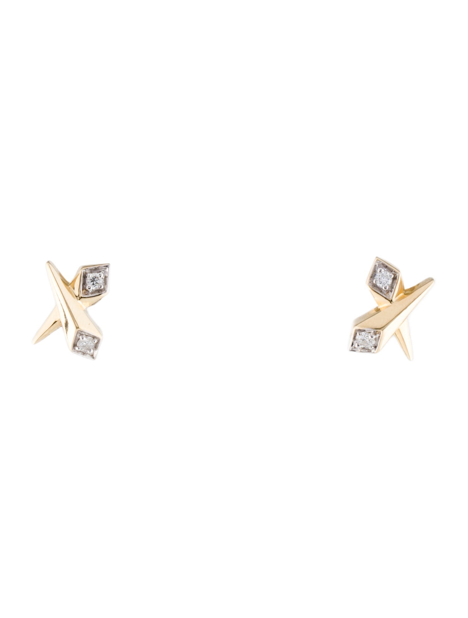 Earrings 14K Diamond X Stud