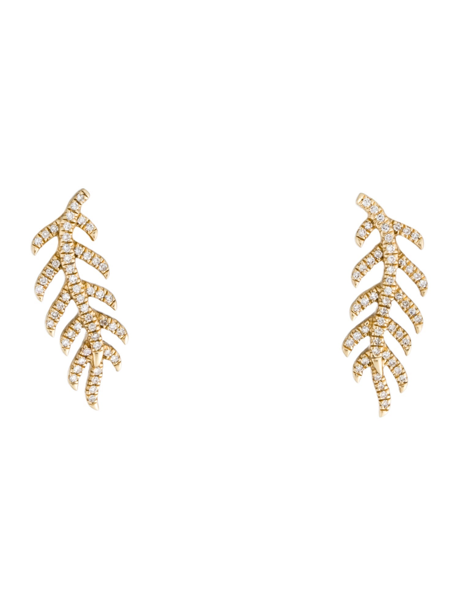 Earrings 14K Diamond Leaf Drop