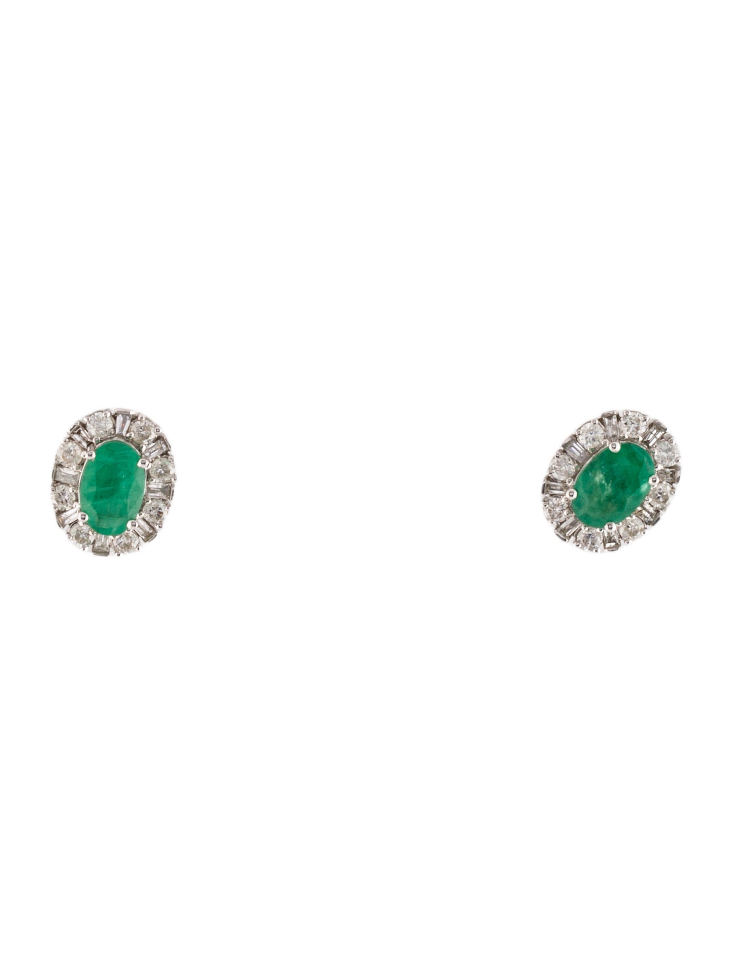 Earrings 14K Emerald & Diamond Stud