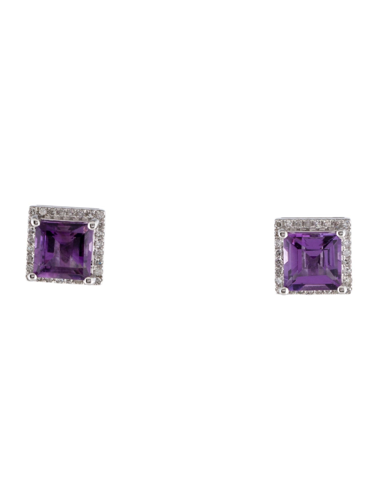 Earrings 14K Amethyst & Diamond Stud