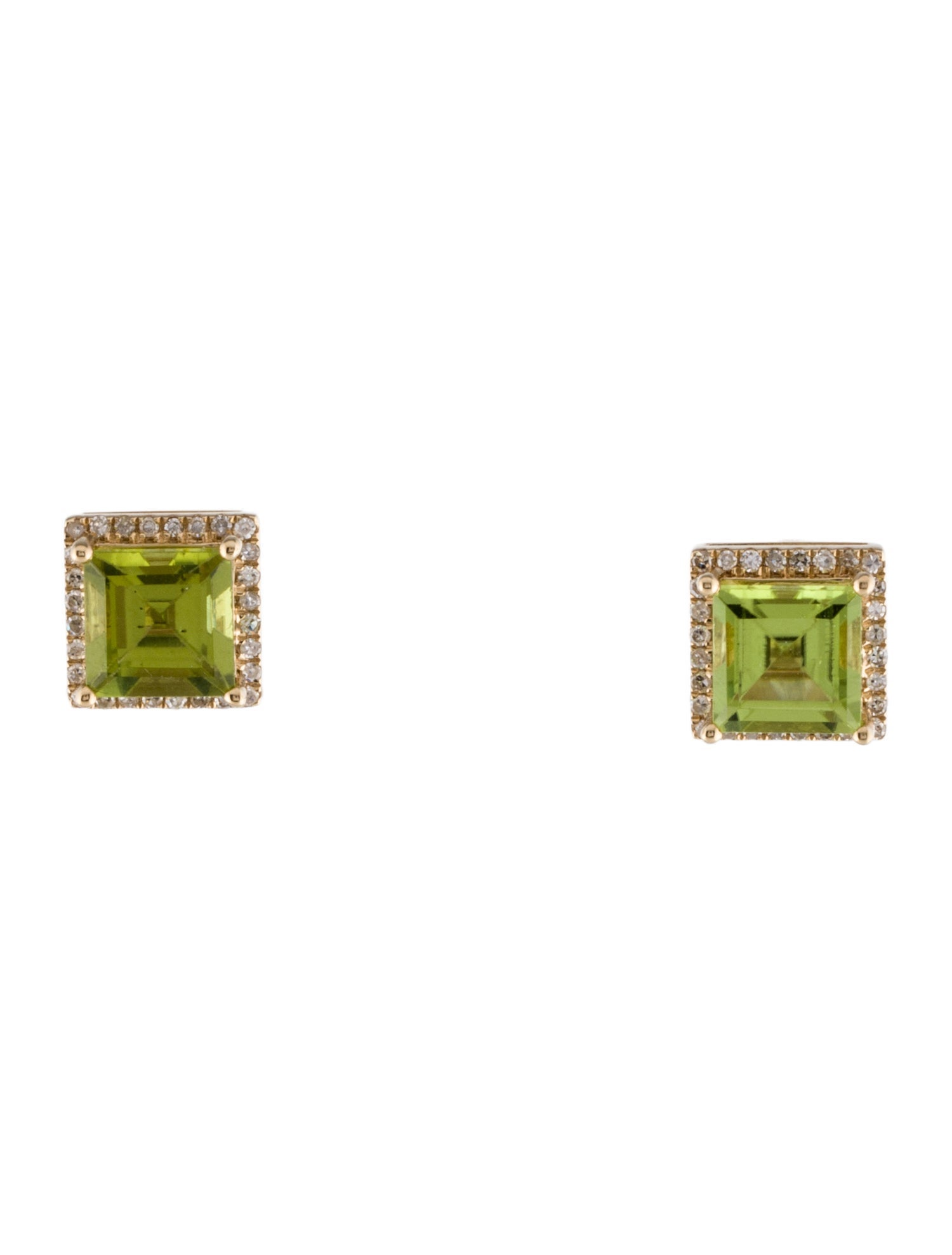 Earrings 14K Peridot & Diamond Stud