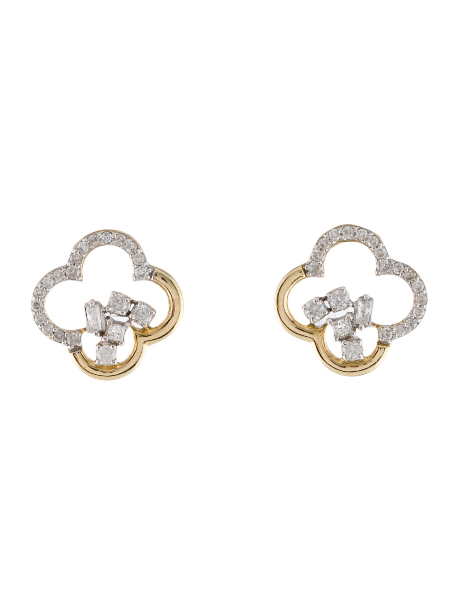 Earrings 14K Diamond Clover Stud