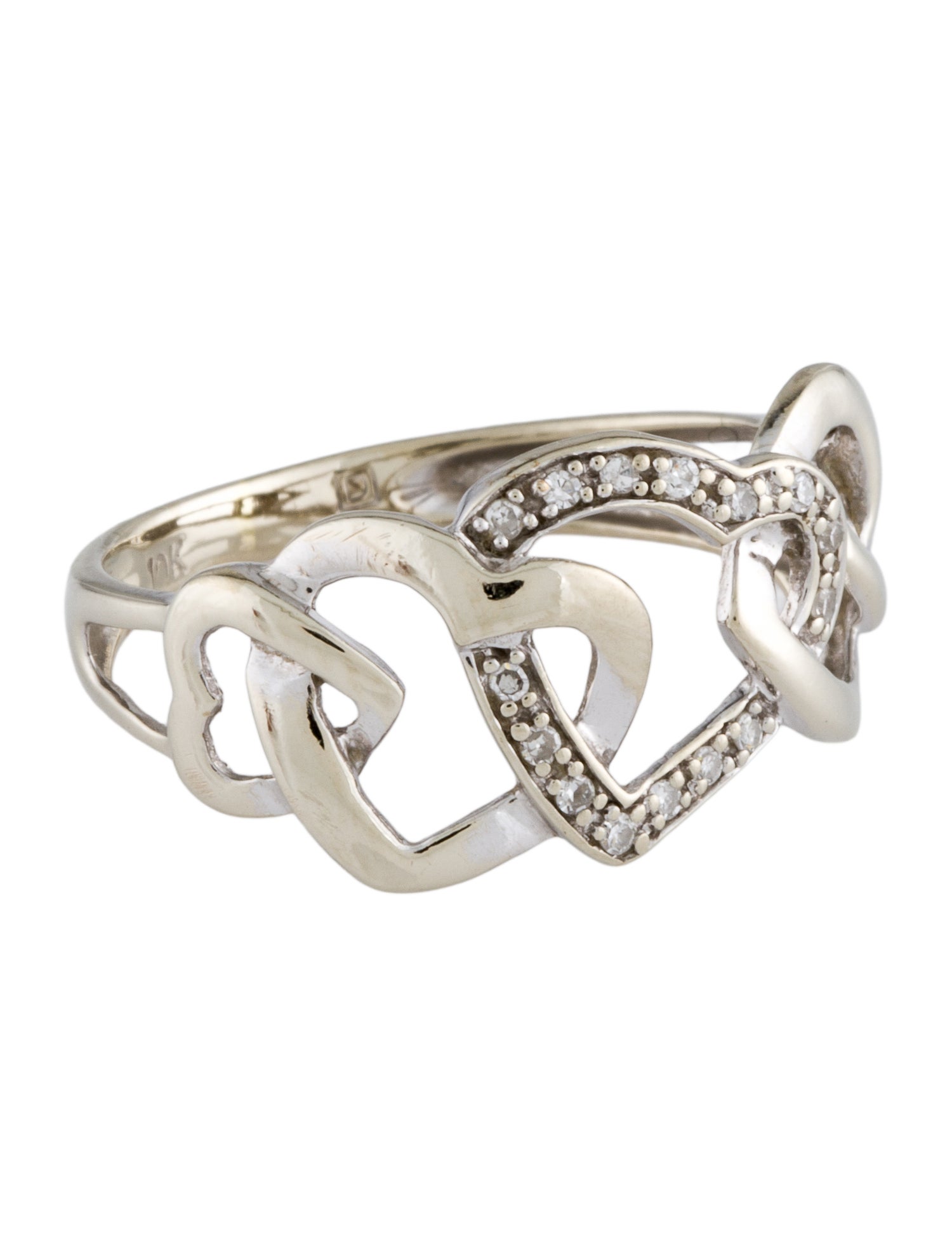 Earrings 10K Diamond Heart Motif Band