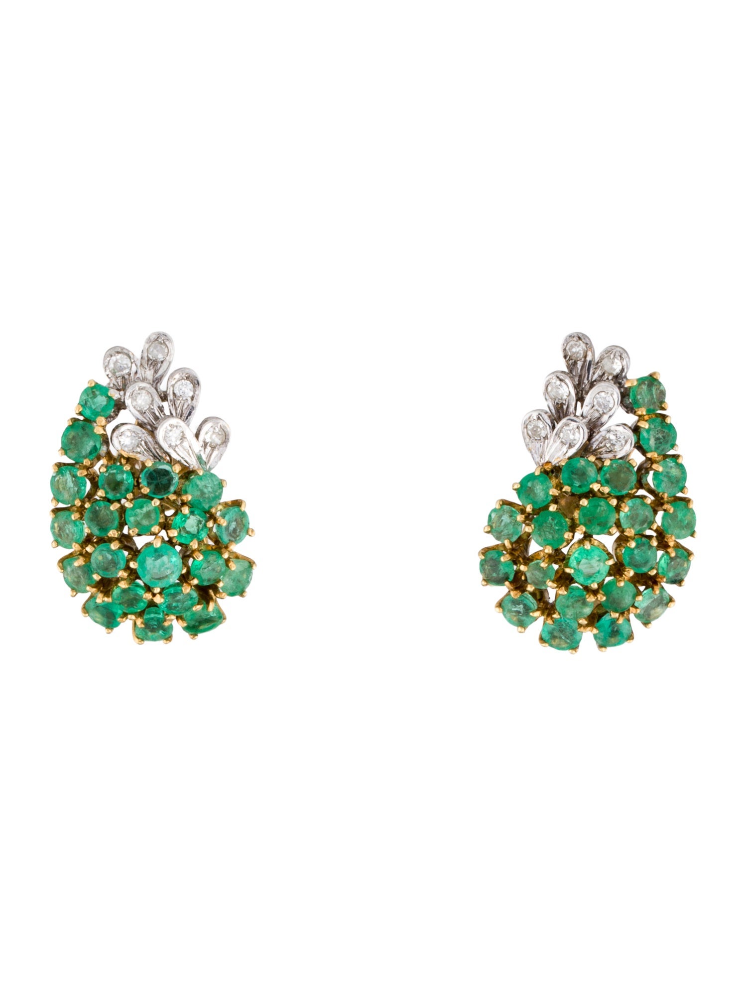 Earrings 14K Emerald & Diamond Paisley