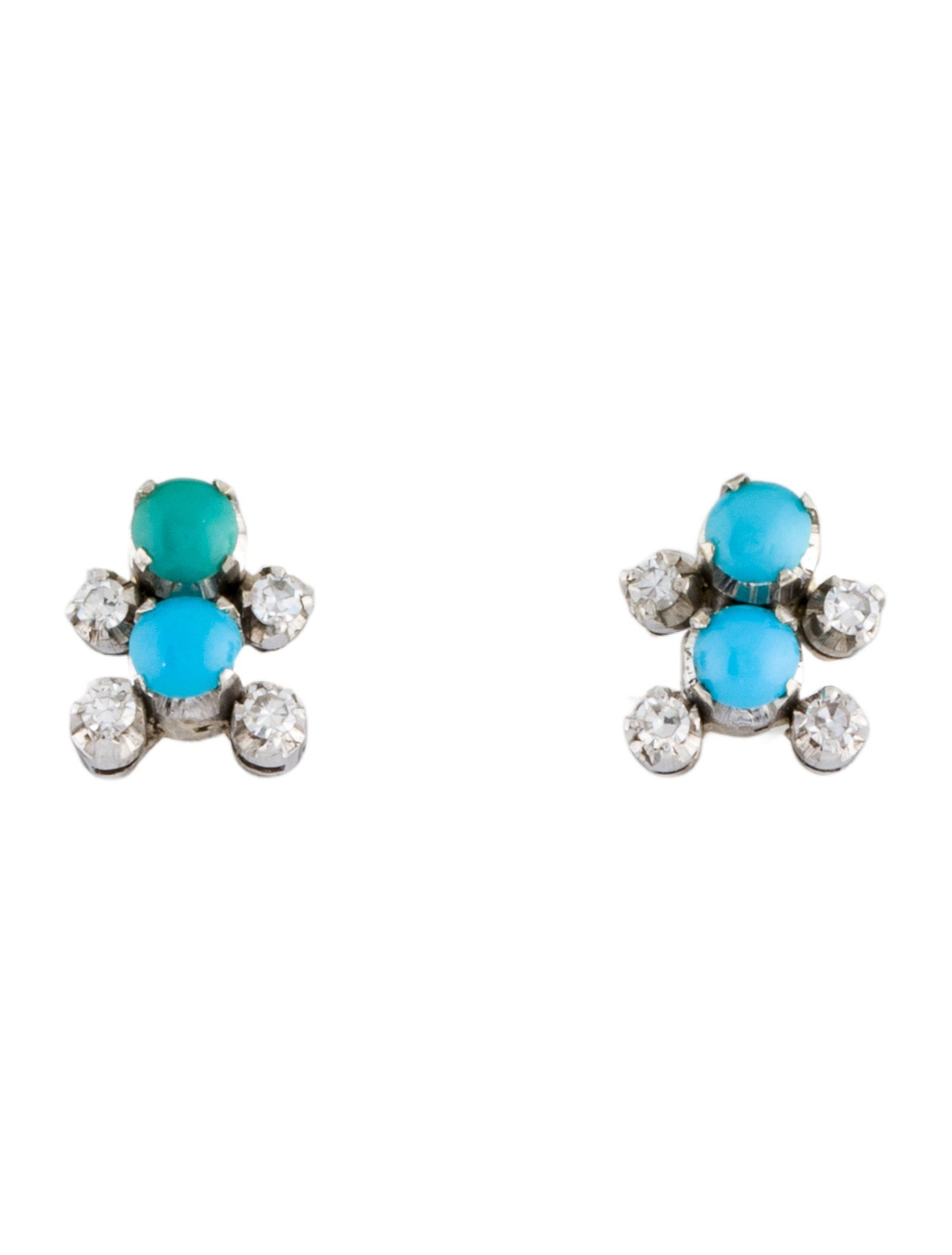 Earrings 18K Turquoise & Diamond Stud