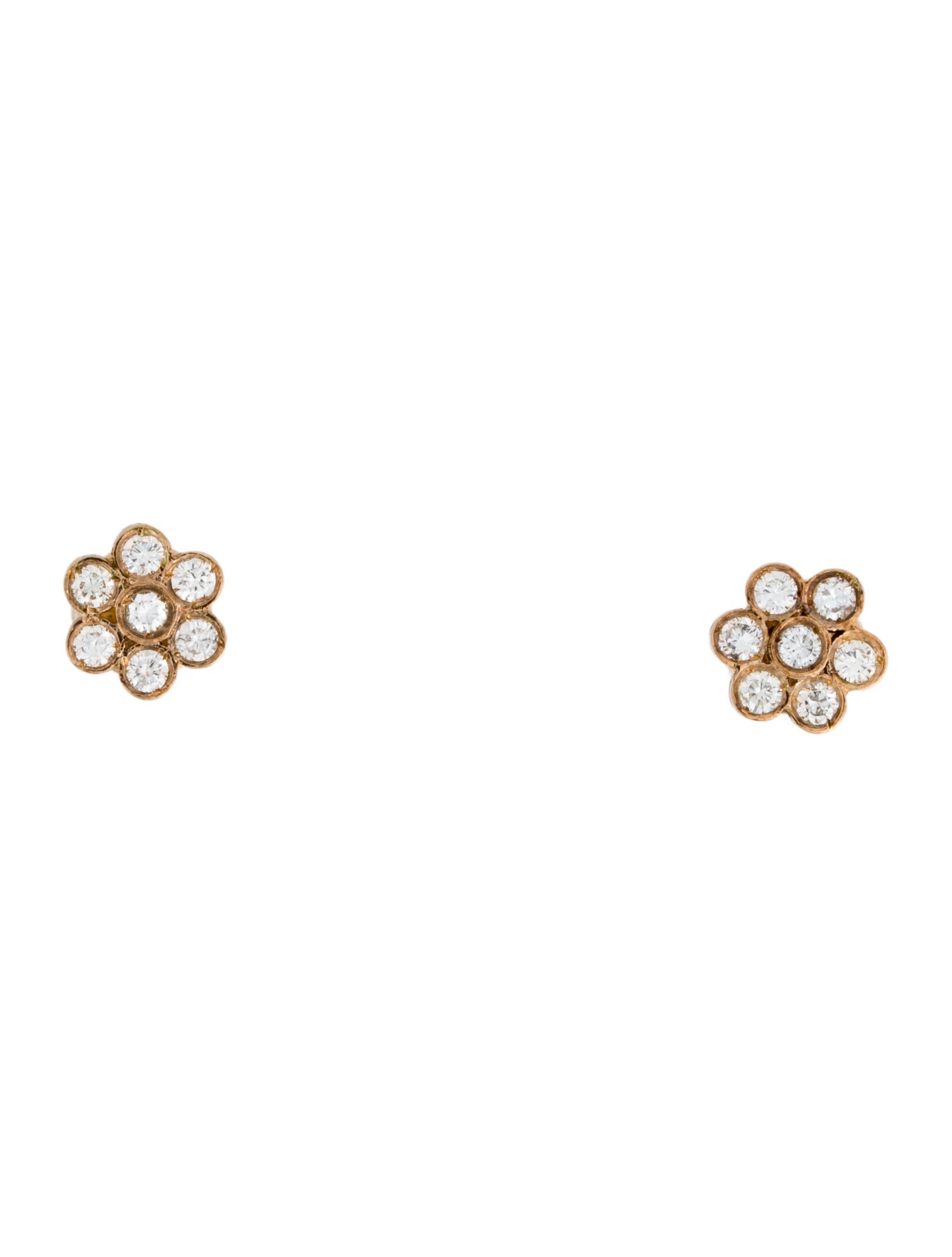 Earrings 14K Diamond Flower Stud