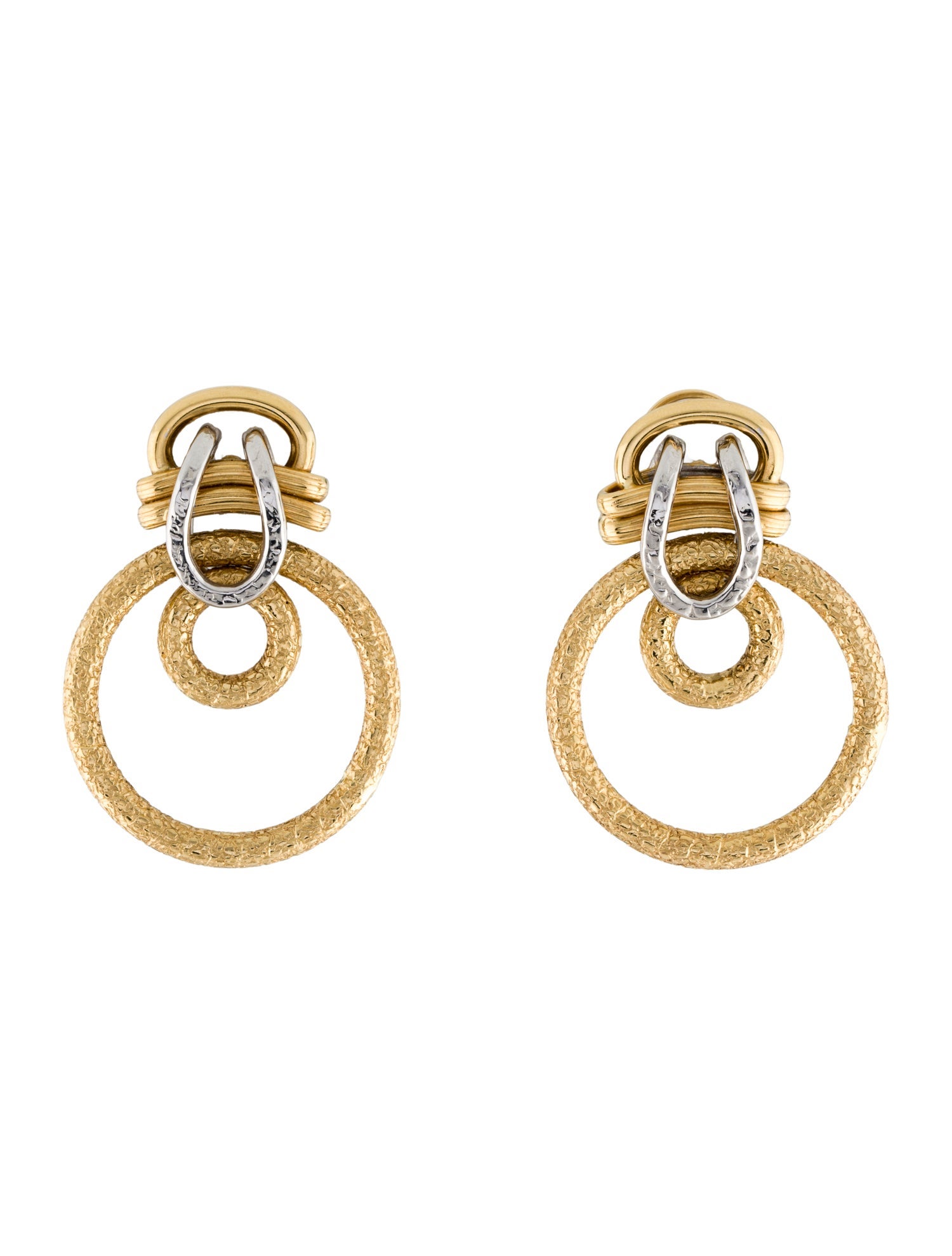 Earrings 18K Hammered Textured Drop Earring