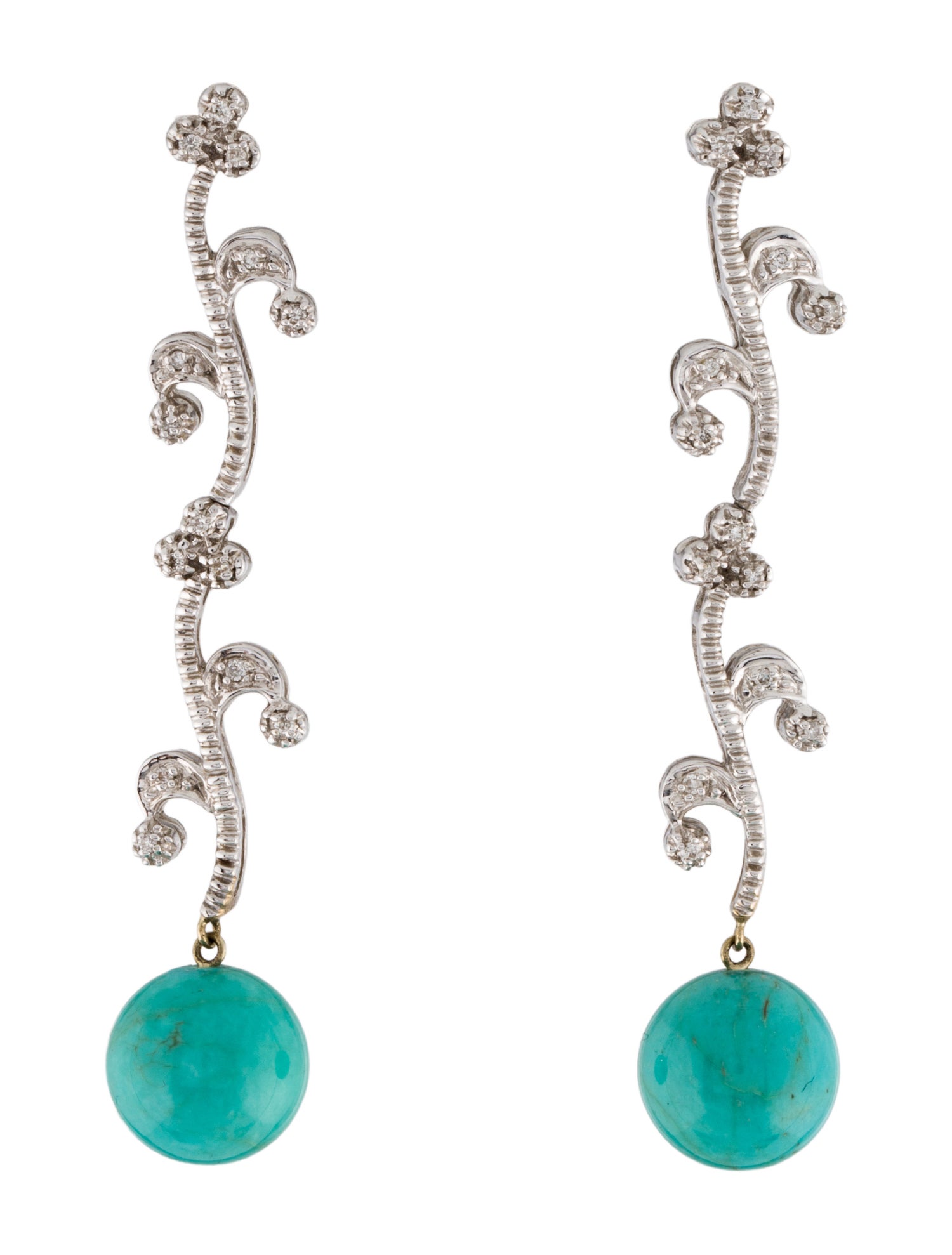 Earrings 14K Turquoise & Diamond Drop