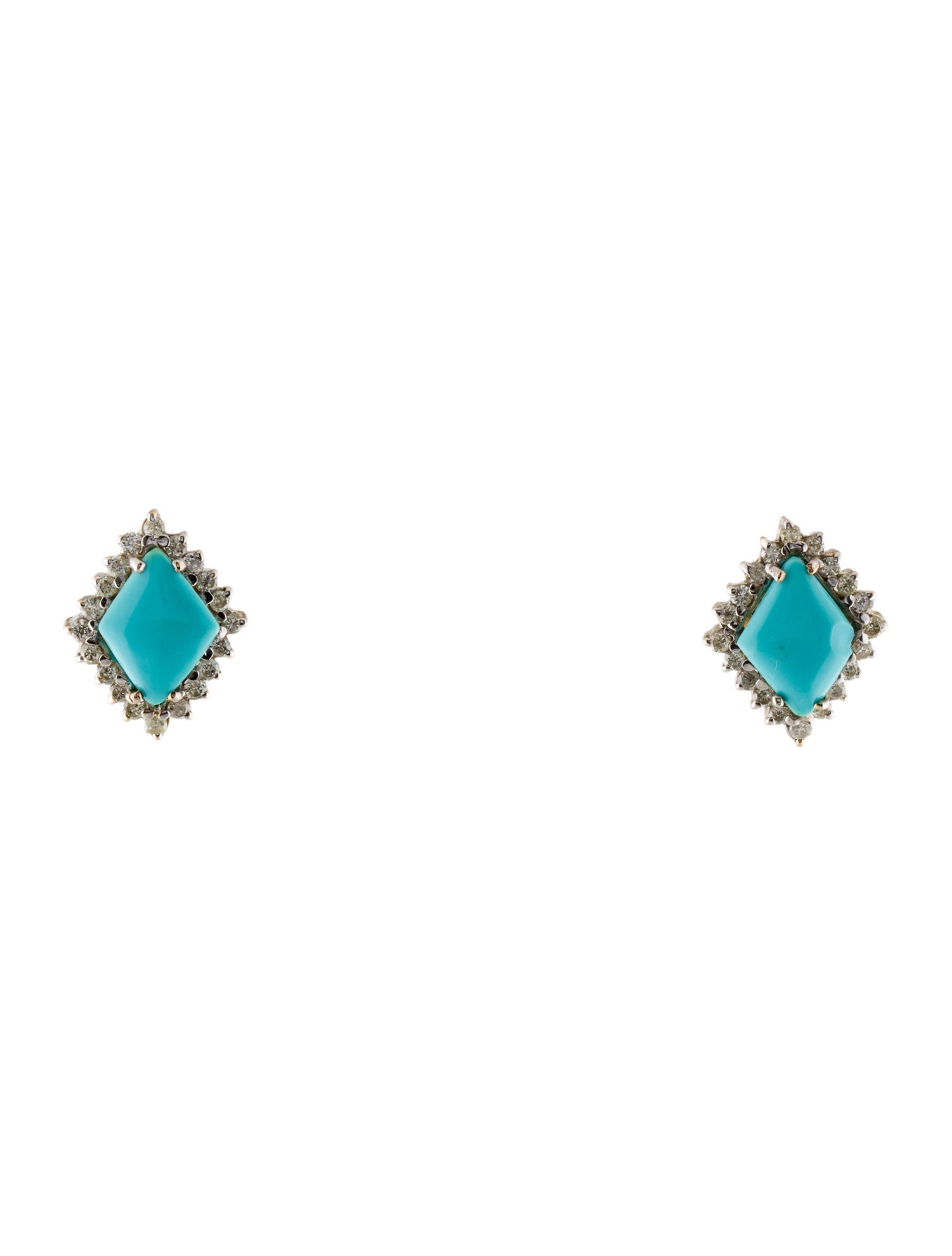 Earrings 14K Turquoise & Diamond Stud