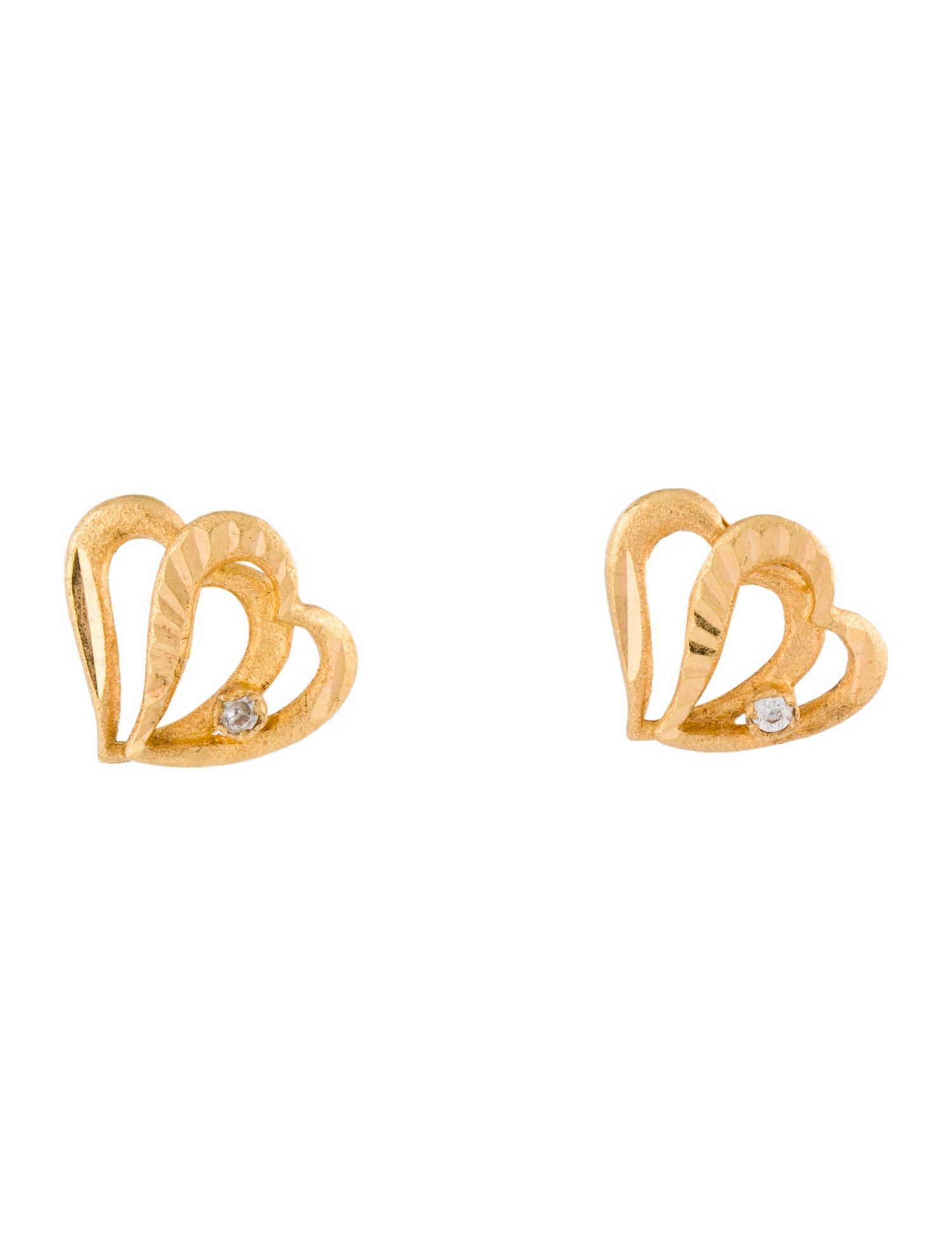 Earrings 22K Diamond Heart Stud