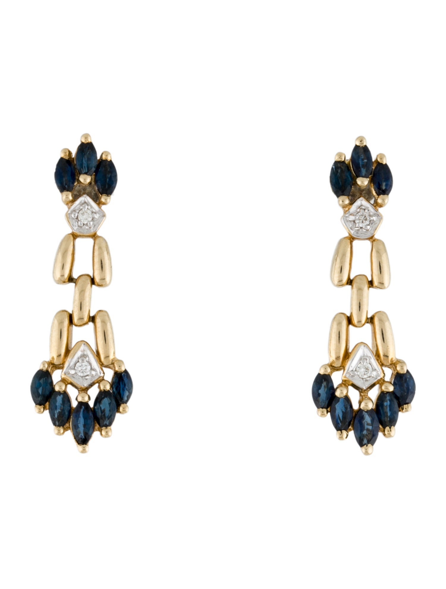 Earrings 14K Sapphire & Diamond Drop