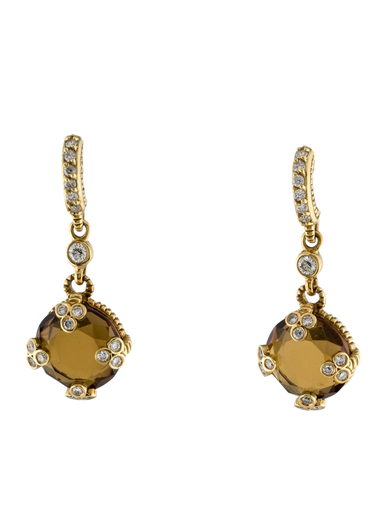 Earrings 18K Smoky Quartz & Diamond Drop