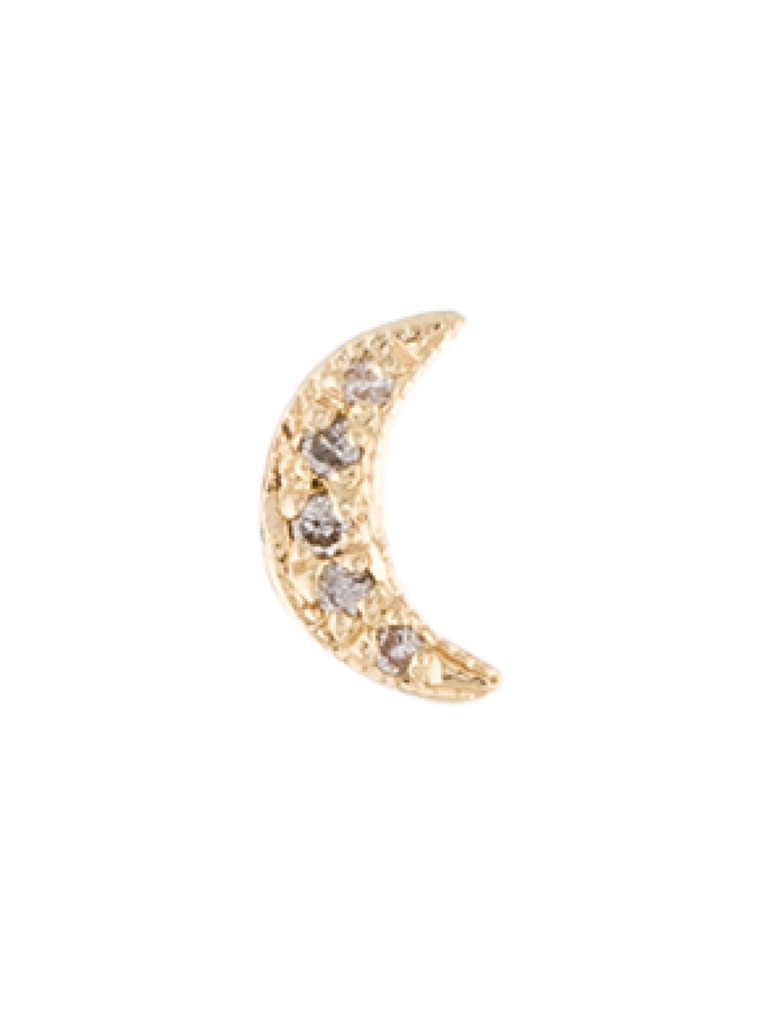 Earrings 14K Diamond Crescent Moon Single Stud Earring