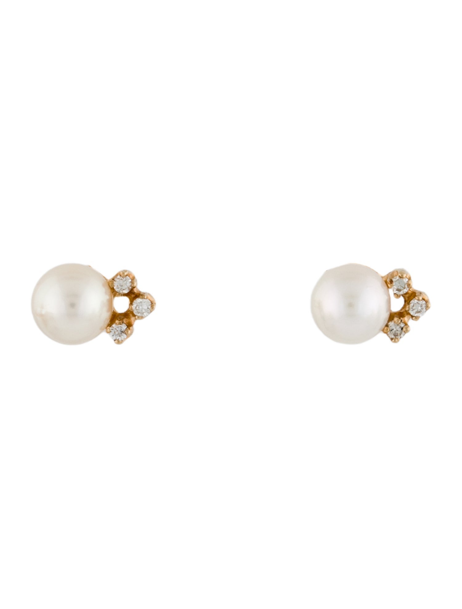 Earrings 14K Cultured Pearl & Diamond Stud