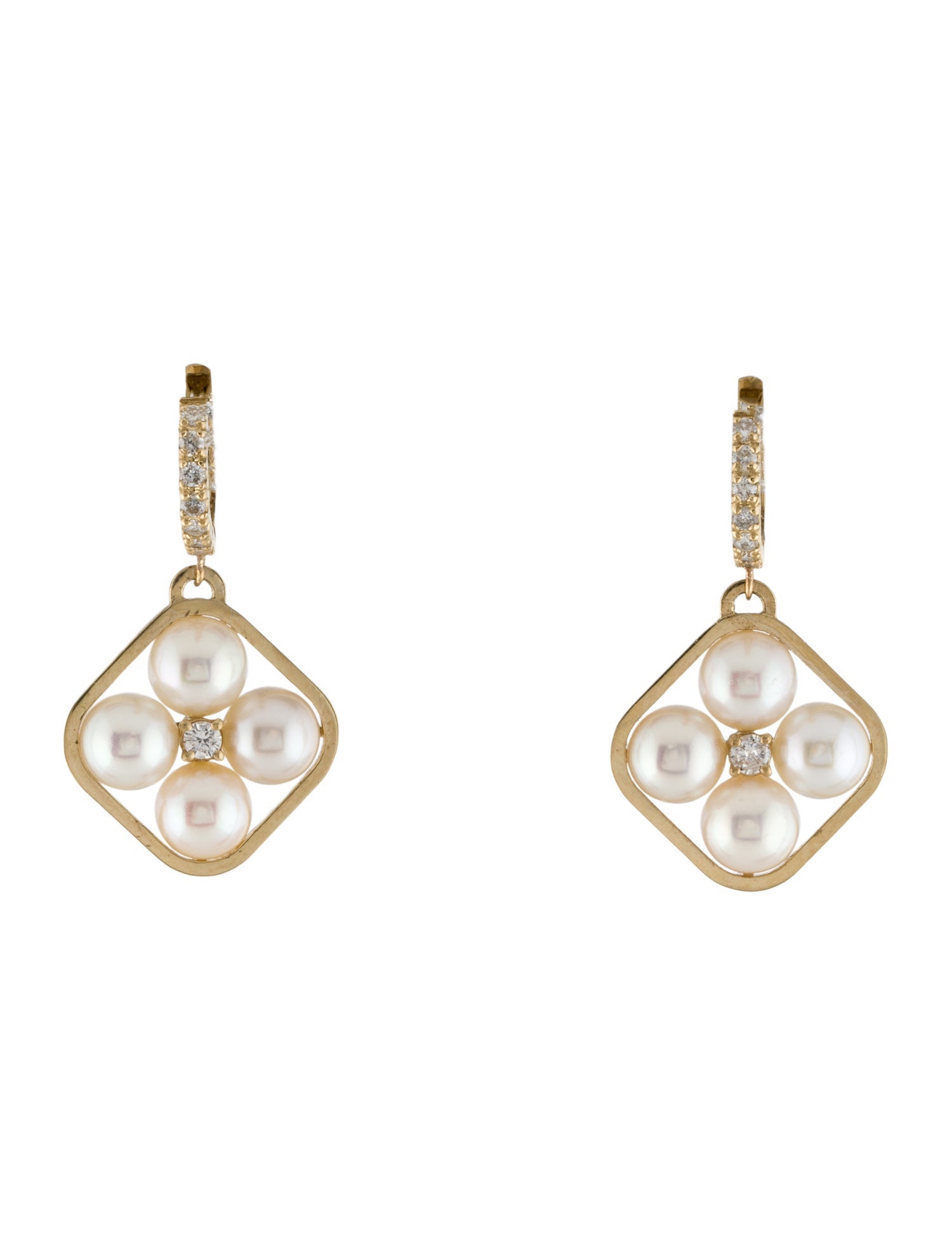 Earrings 14K Pearl & Diamond Drop